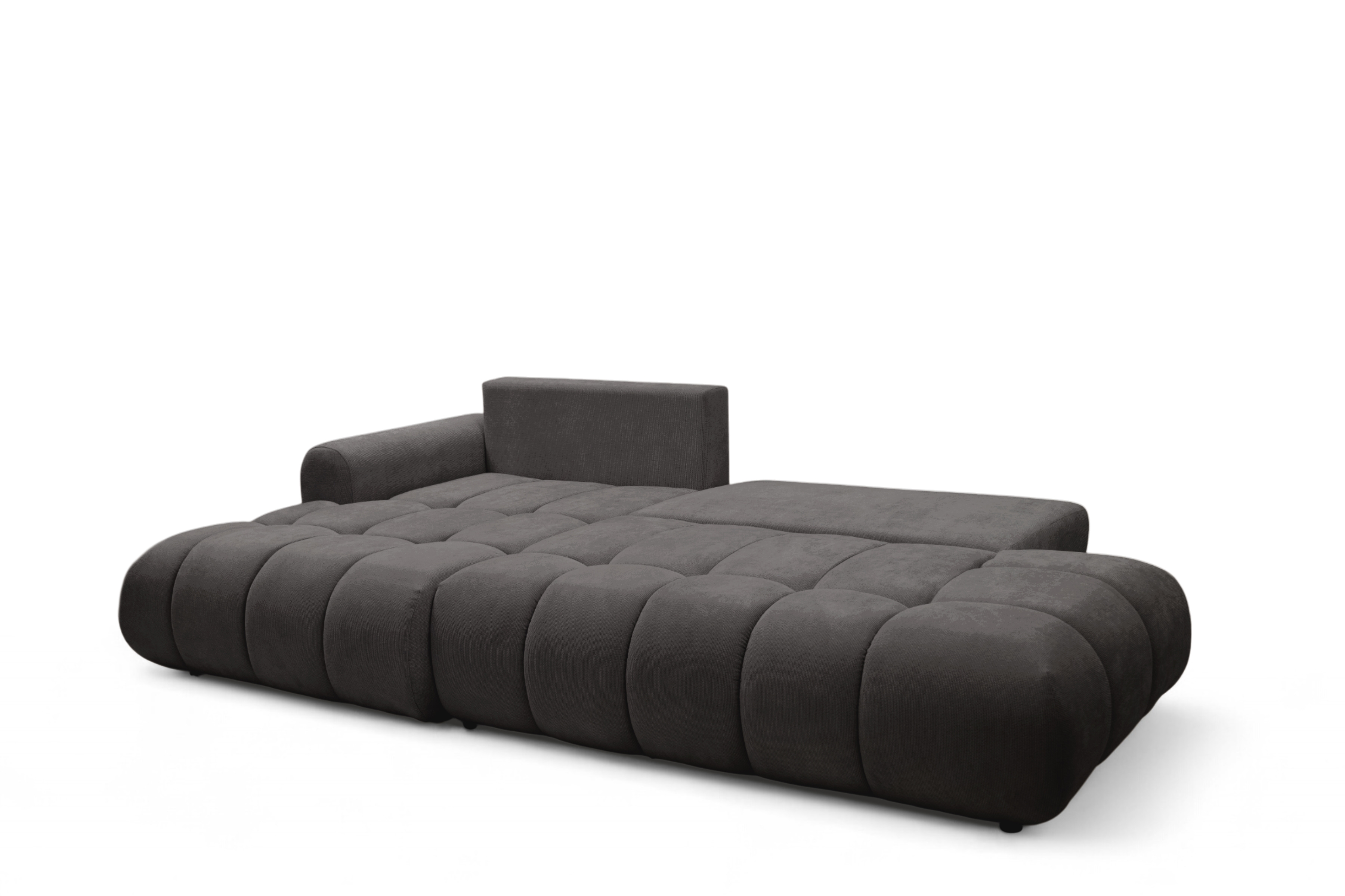 Rohová rozkládací pohovka Lutario L II levá s funkcí spánku - tmavě šedá hydrofobní tkanina Venice 2021 Rohová sedací souprava Lutario L II rozkládací levá - ciemnoszara plecionka hydrofobowa Venice 2021