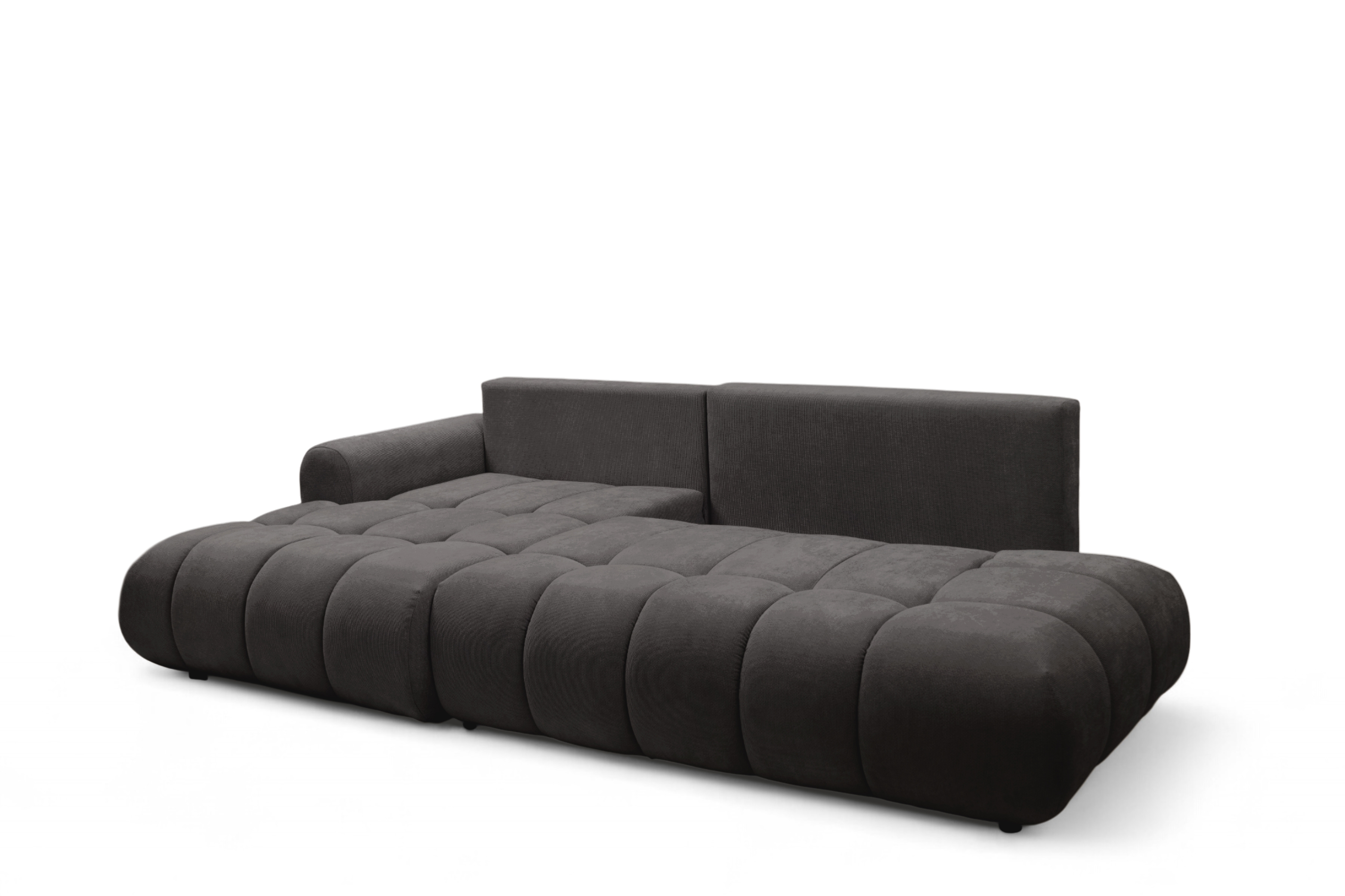 Rohová rozkládací pohovka Lutario L II levá s funkcí spánku - tmavě šedá hydrofobní tkanina Venice 2021 Rohová sedací souprava Lutario L II rozkládací levá - ciemnoszara plecionka hydrofobowa Venice 2021