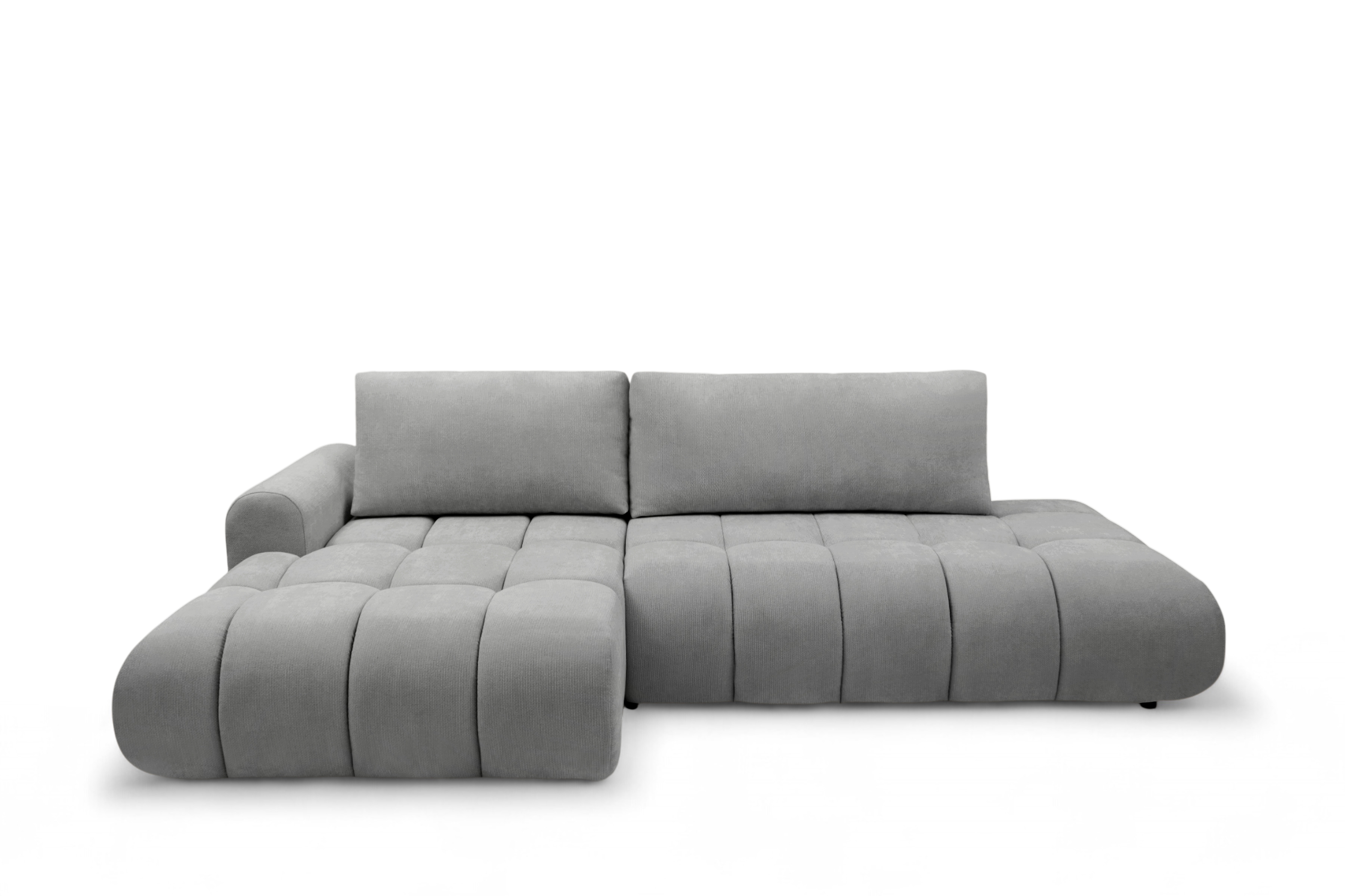 Rohová rozkládací pohovka Lutario L II levá s funkcí spánku - šedá hydrofobní tkanina Venice 2023 Rohová sedací souprava Lutario L II rozkládací levá - šedá plecionka hydrofobowa Venice 2023