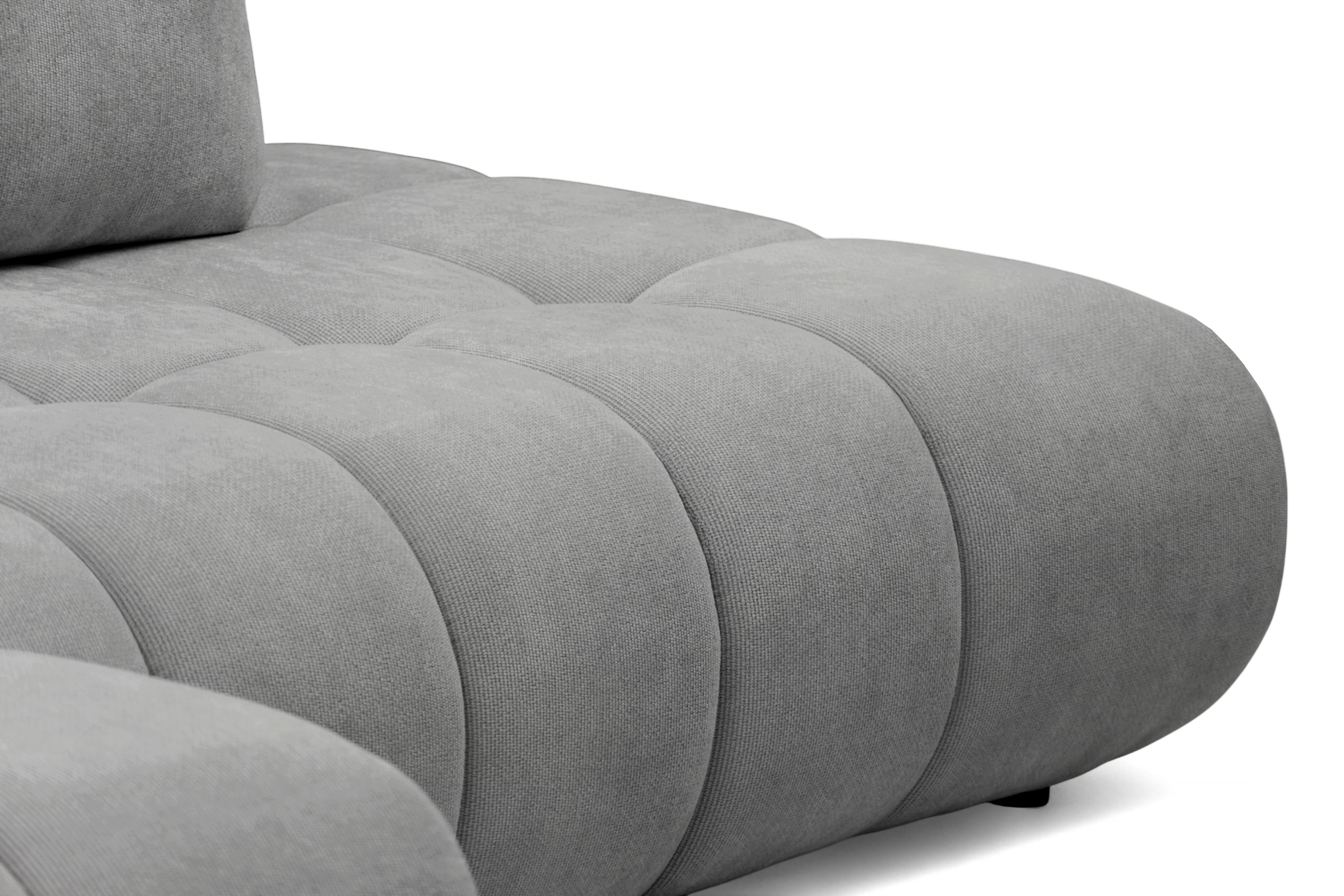 Rohová rozkládací pohovka Lutario L II levá s funkcí spánku - šedá hydrofobní tkanina Venice 2023 Rohová sedací souprava Lutario L II rozkládací levá - šedá plecionka hydrofobowa Venice 2023