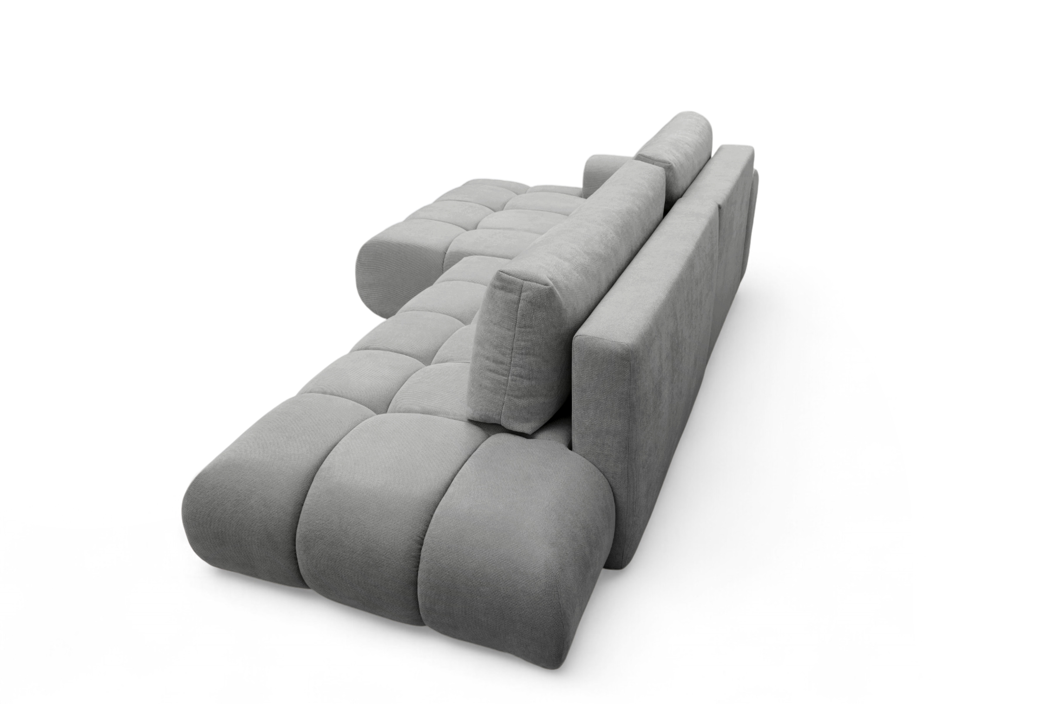 Rohová rozkládací pohovka Lutario L II levá s funkcí spánku - šedá hydrofobní tkanina Venice 2023 Rohová sedací souprava Lutario L II rozkládací levá - šedá plecionka hydrofobowa Venice 2023