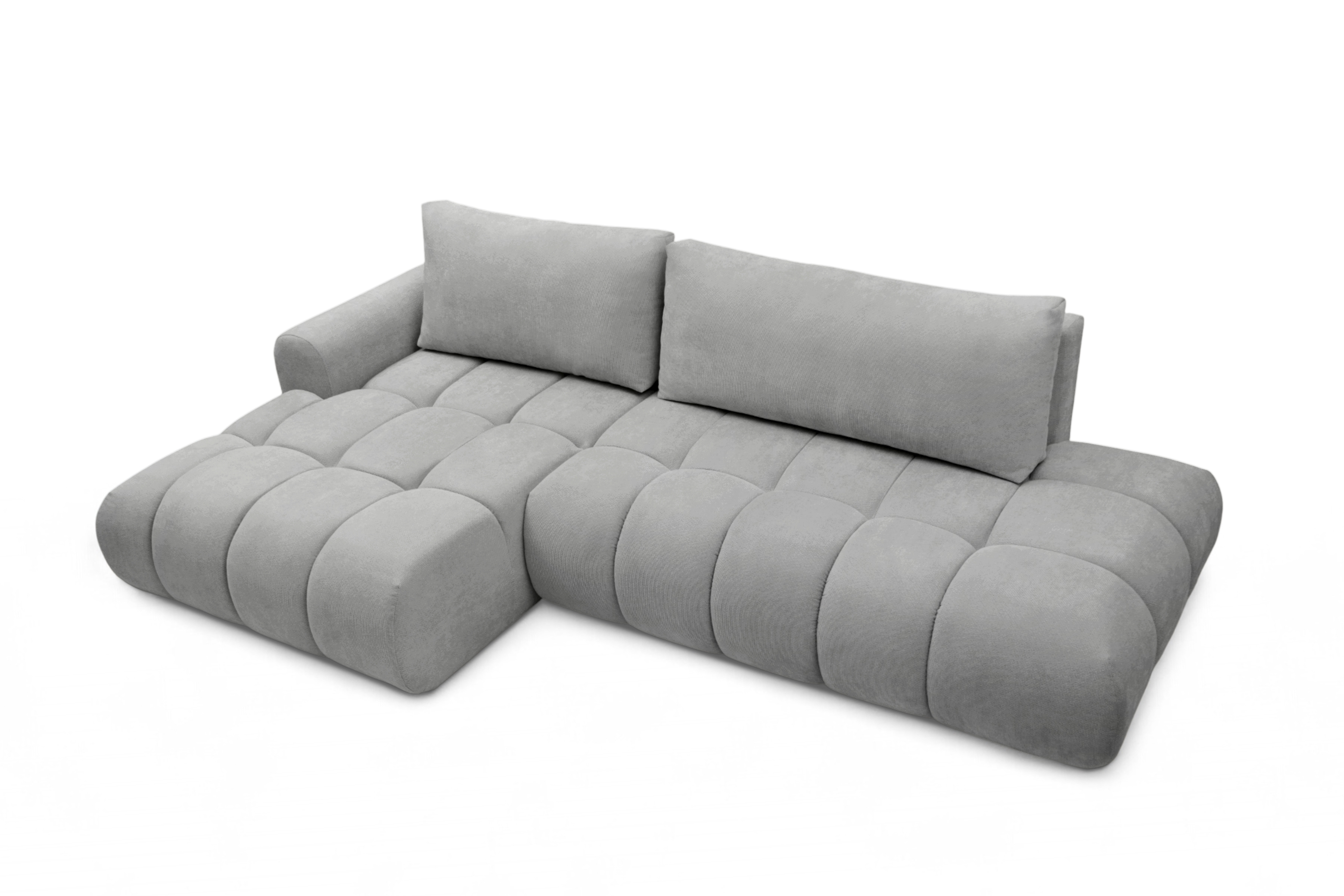 Rohová rozkládací pohovka Lutario L II levá s funkcí spánku - šedá hydrofobní tkanina Venice 2023 Rohová sedací souprava Lutario L II rozkládací levá - šedá plecionka hydrofobowa Venice 2023