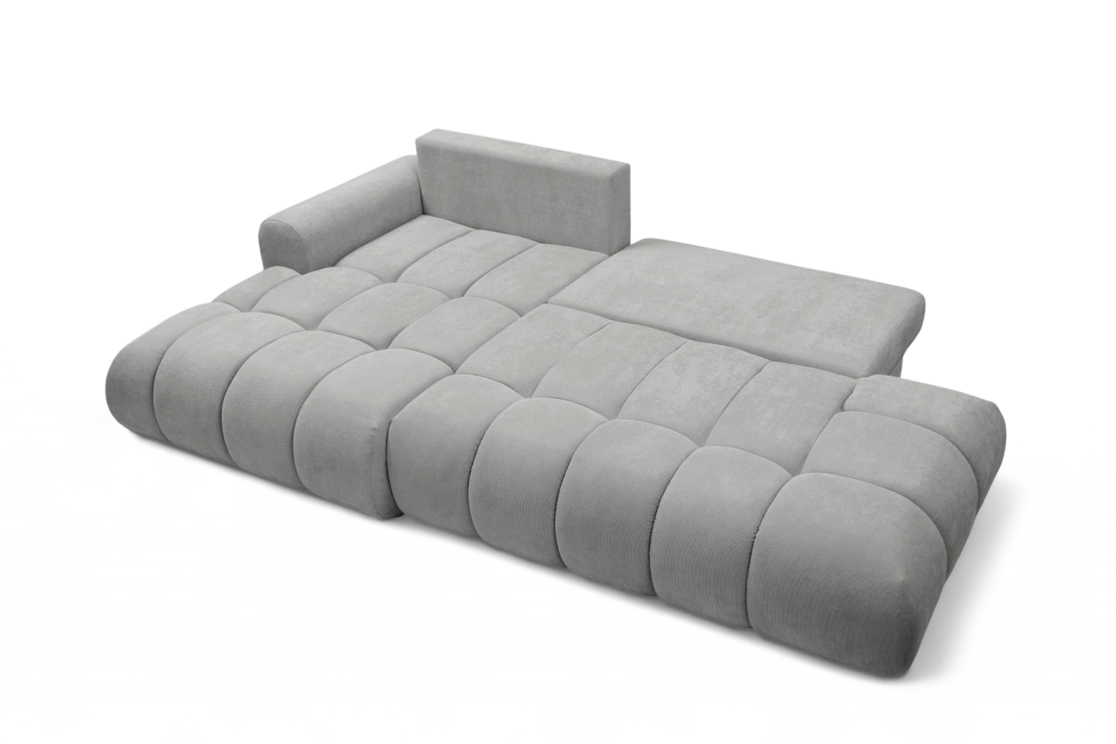 Rohová rozkládací pohovka Lutario L II levá s funkcí spánku - šedá hydrofobní tkanina Venice 2023 Rohová sedací souprava Lutario L II rozkládací levá - šedá plecionka hydrofobowa Venice 2023