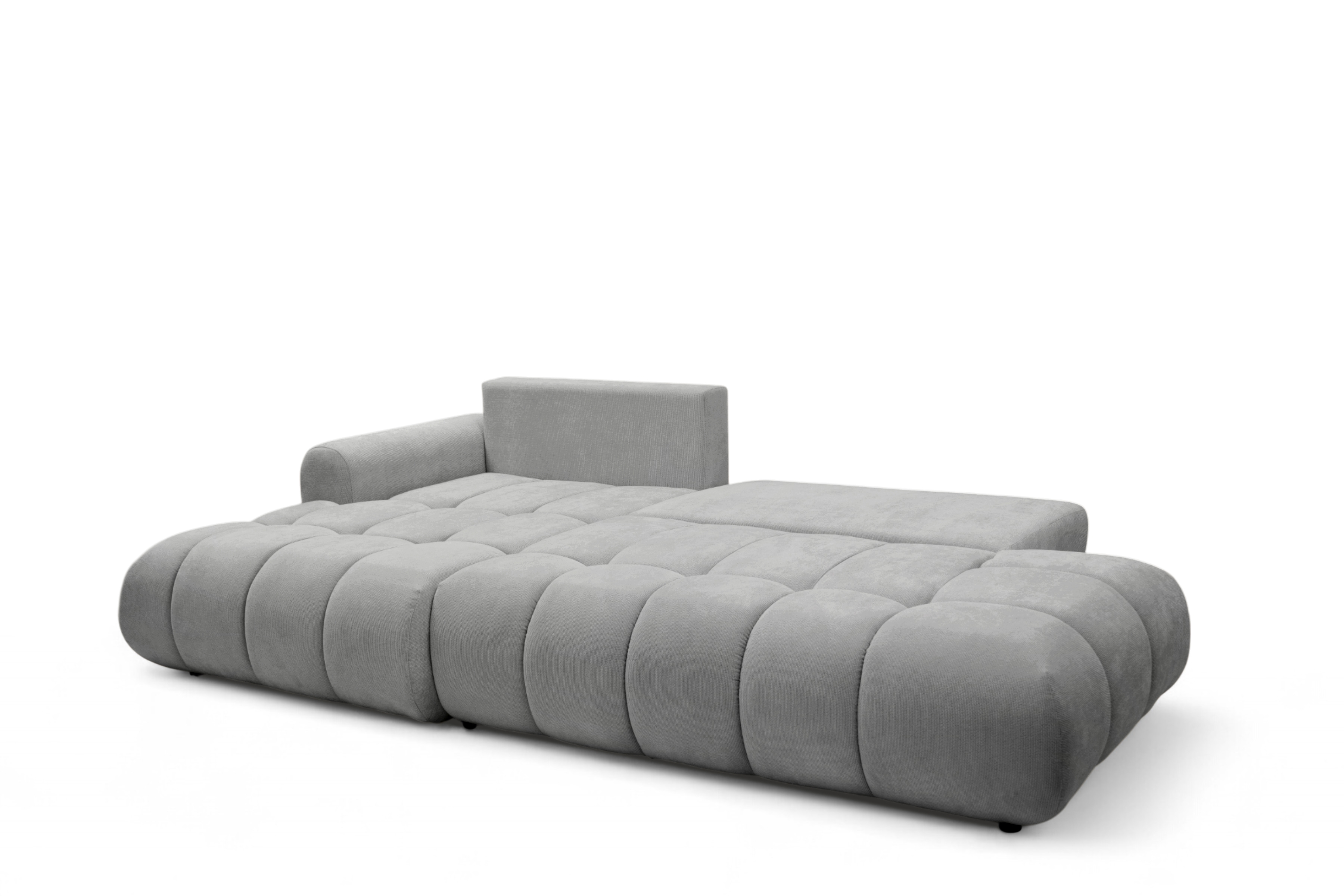 Rohová rozkládací pohovka Lutario L II levá s funkcí spánku - šedá hydrofobní tkanina Venice 2023 Rohová sedací souprava Lutario L II rozkládací levá - šedá plecionka hydrofobowa Venice 2023