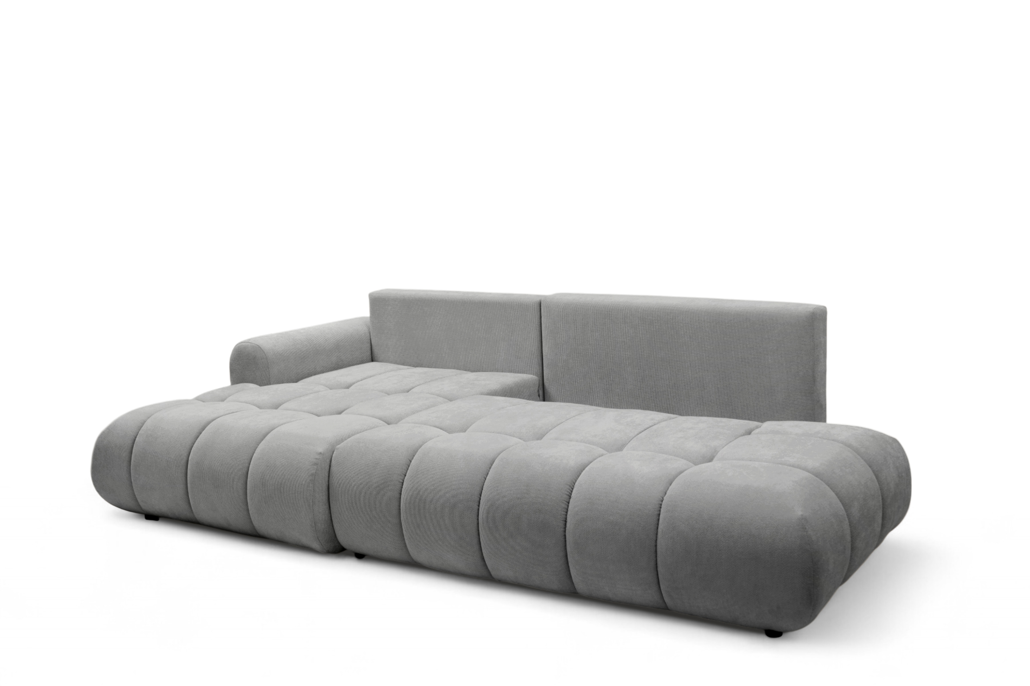 Rohová rozkládací pohovka Lutario L II levá s funkcí spánku - šedá hydrofobní tkanina Venice 2023 Rohová sedací souprava Lutario L II rozkládací levá - šedá plecionka hydrofobowa Venice 2023