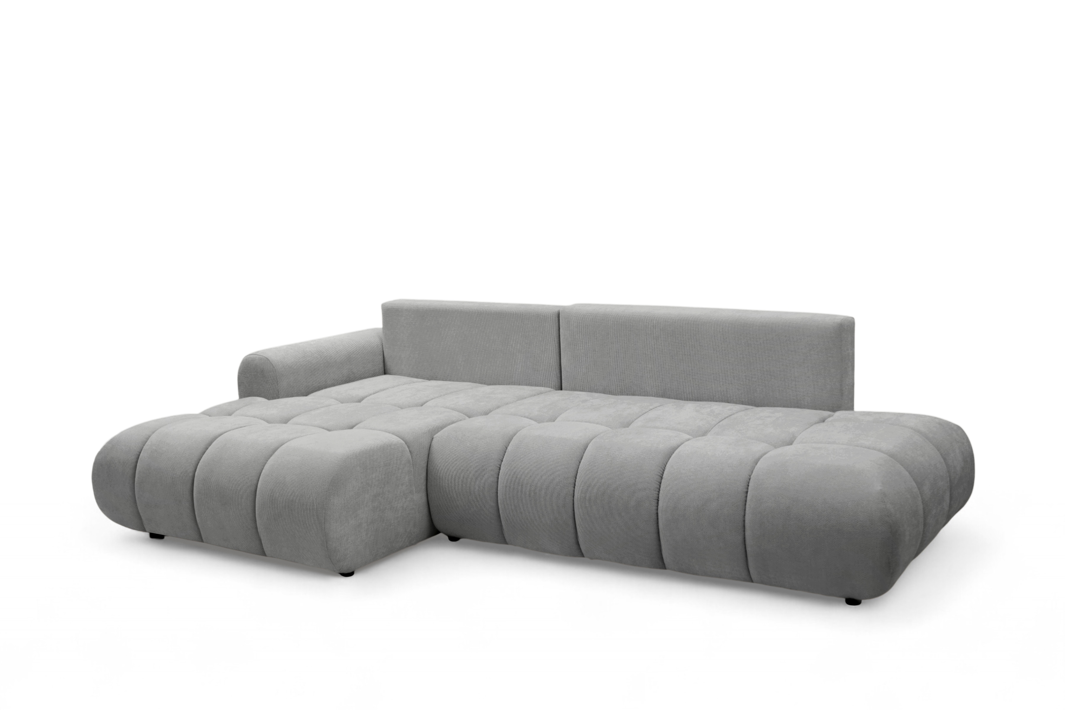 Rohová rozkládací pohovka Lutario L II levá s funkcí spánku - šedá hydrofobní tkanina Venice 2023 Rohová sedací souprava Lutario L II rozkládací levá - šedá plecionka hydrofobowa Venice 2023