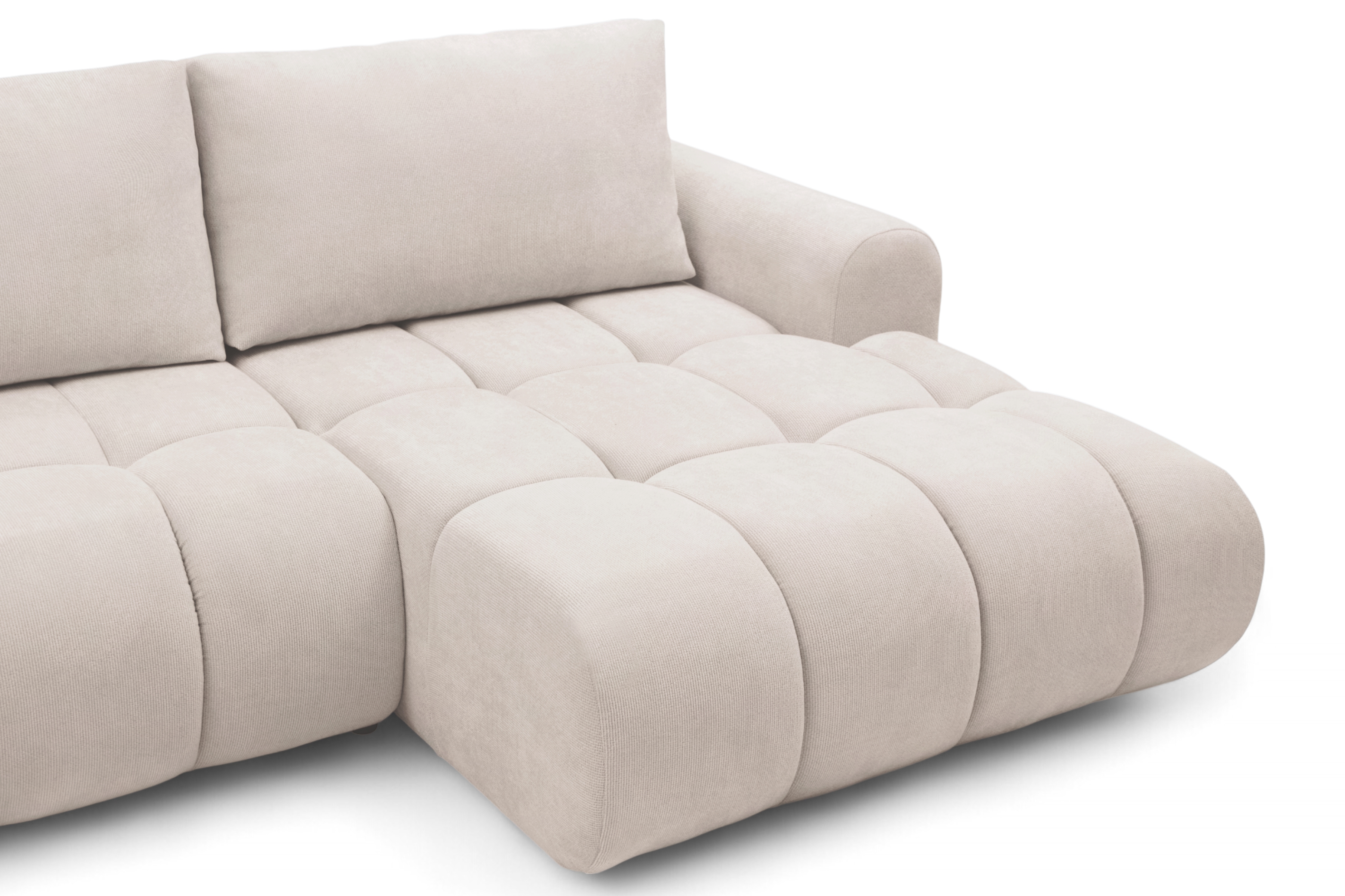 Rohová sedacia súprava Lutario L II s funkciou spania pravá - béžová hydrofóbna pletenina Venice 2026 Rohová sedacia súprava Lutario L II s funkciou spánku pravá strana - Béžová plecionka hydrofobowa Venice 2026