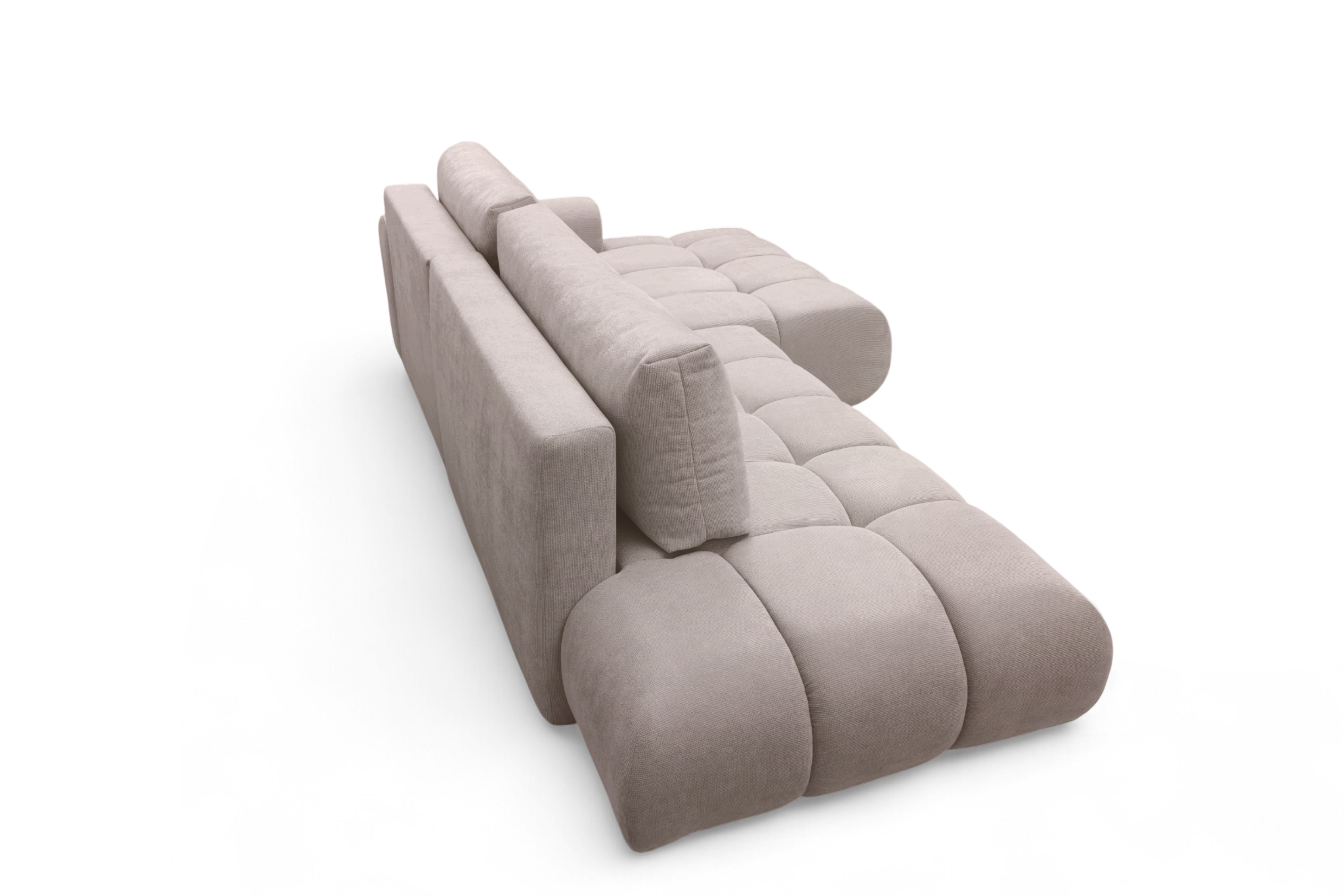 Rohová rozkládací pohovka Lutario L II pravá s funkcí spánku - tmavě béžová hydrofobní tkanina Venice 2031 Rohová sedací souprava Lutario L II rozkládací pravá - ciemnobezowa plecionka hydrofobowa Venice 2031