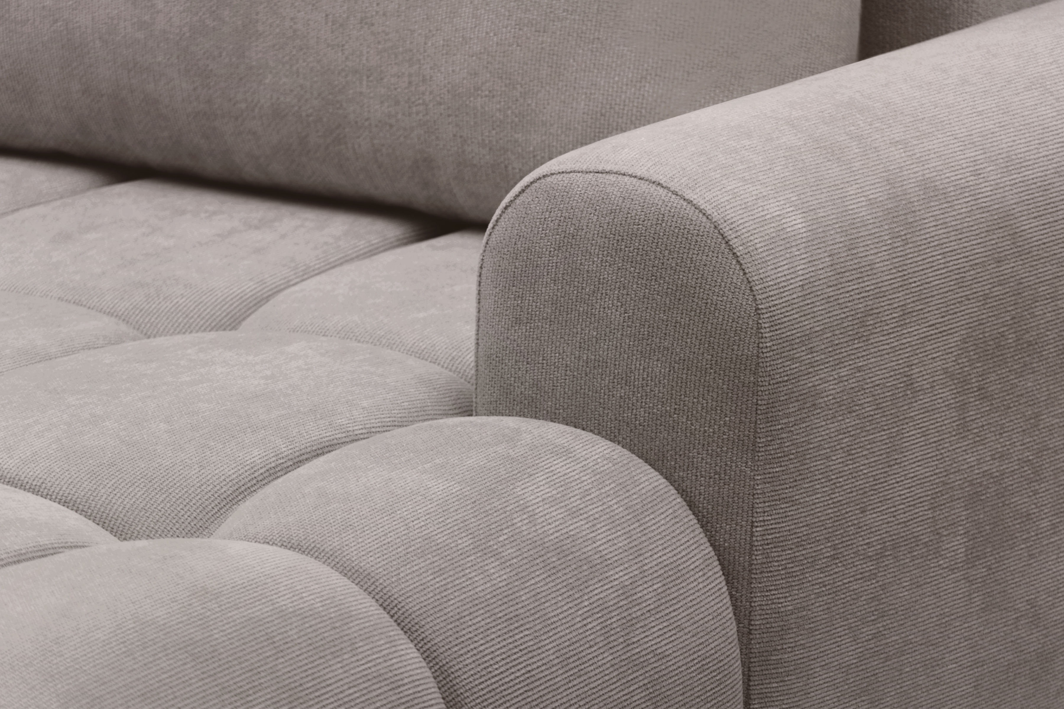 Rohová rozkládací pohovka Lutario L II pravá s funkcí spánku - tmavě béžová hydrofobní tkanina Venice 2031 Rohová sedací souprava Lutario L II rozkládací pravá - ciemnobezowa plecionka hydrofobowa Venice 2031