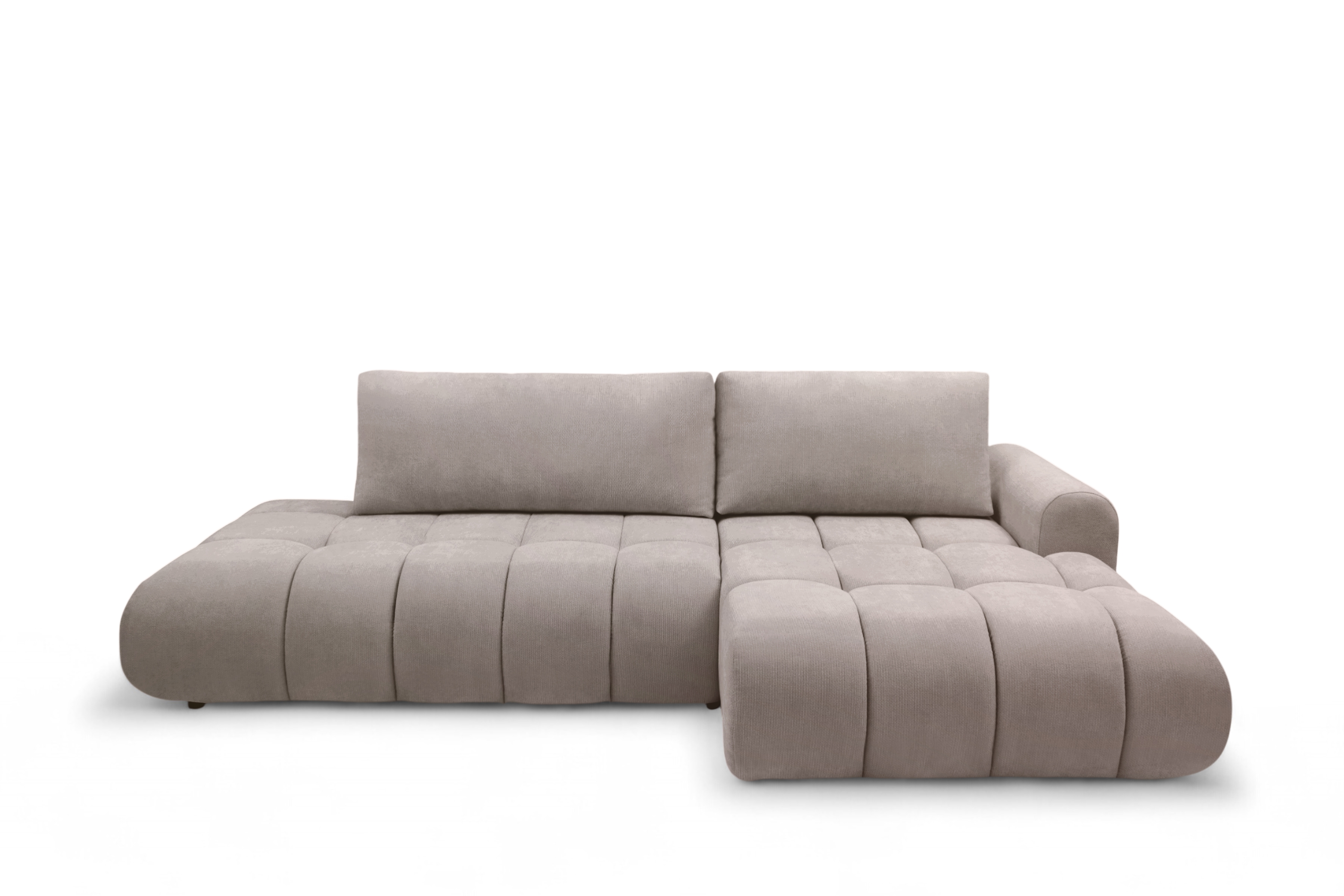 Rohová rozkládací pohovka Lutario L II pravá s funkcí spánku - tmavě béžová hydrofobní tkanina Venice 2031 Rohová sedací souprava Lutario L II rozkládací pravá - ciemnobezowa plecionka hydrofobowa Venice 2031