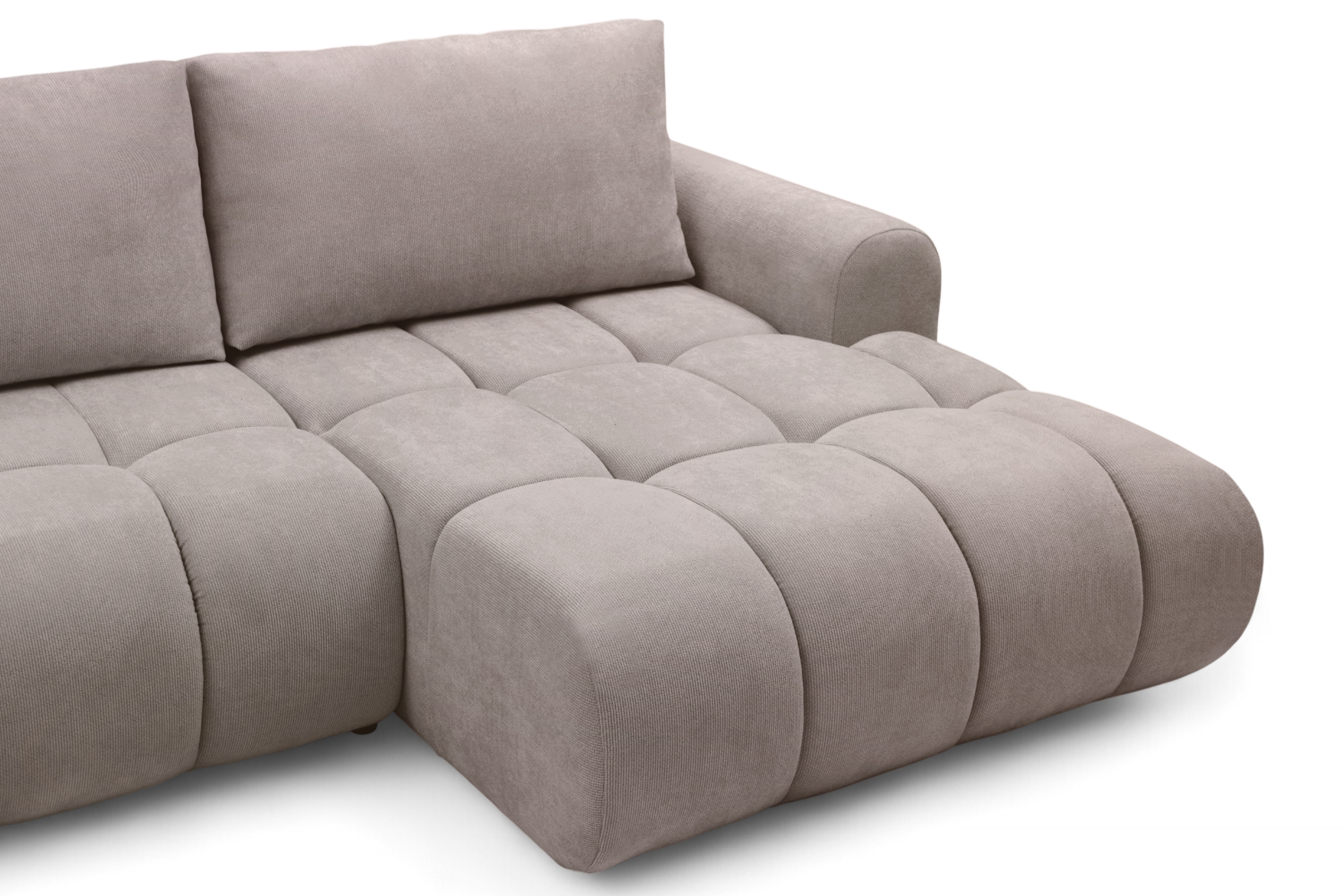 Rohová rozkládací pohovka Lutario L II pravá s funkcí spánku - tmavě béžová hydrofobní tkanina Venice 2031 Rohová sedací souprava Lutario L II rozkládací pravá - ciemnobezowa plecionka hydrofobowa Venice 2031