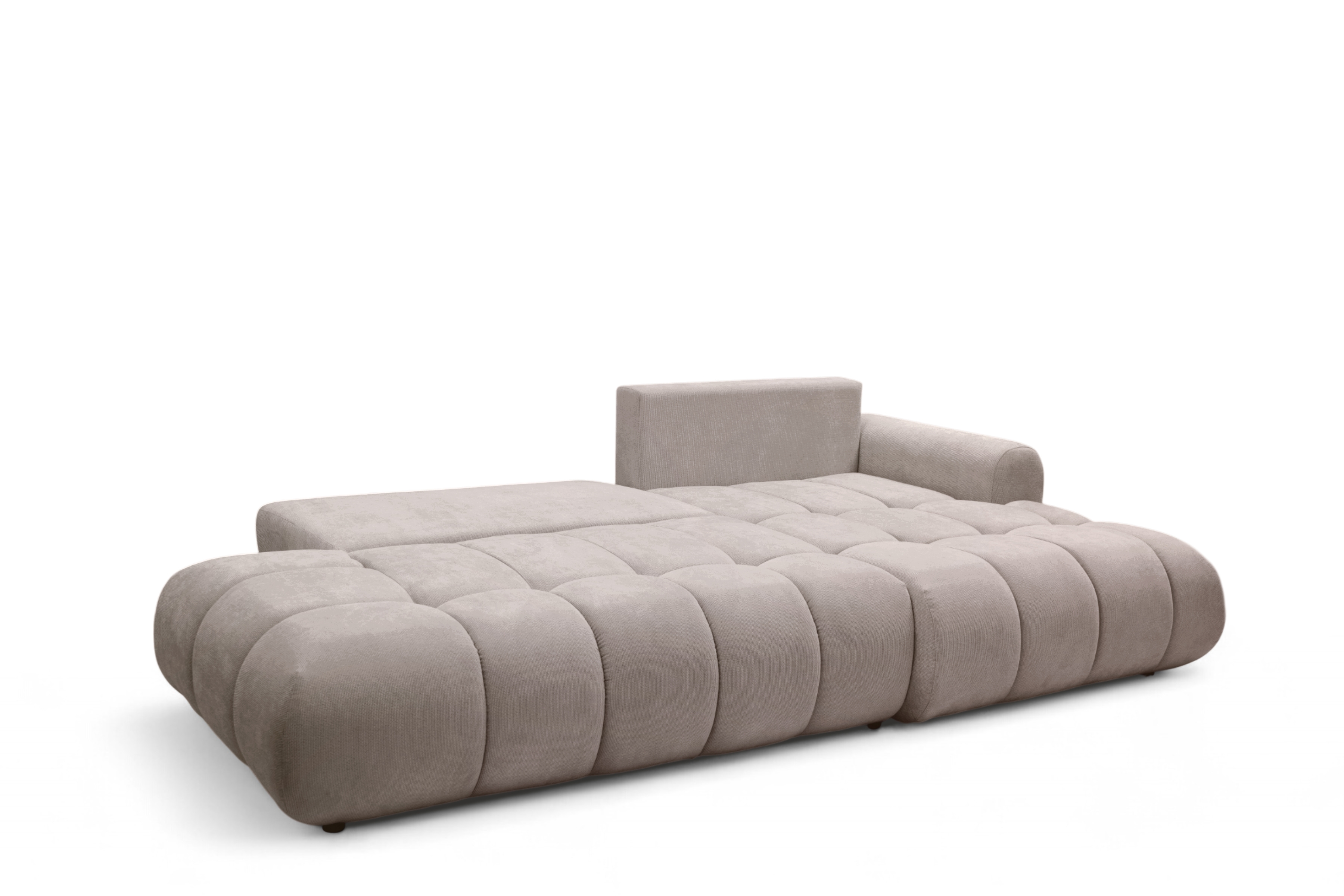 Rohová rozkládací pohovka Lutario L II pravá s funkcí spánku - tmavě béžová hydrofobní tkanina Venice 2031 Rohová sedací souprava Lutario L II rozkládací pravá - ciemnobezowa plecionka hydrofobowa Venice 2031