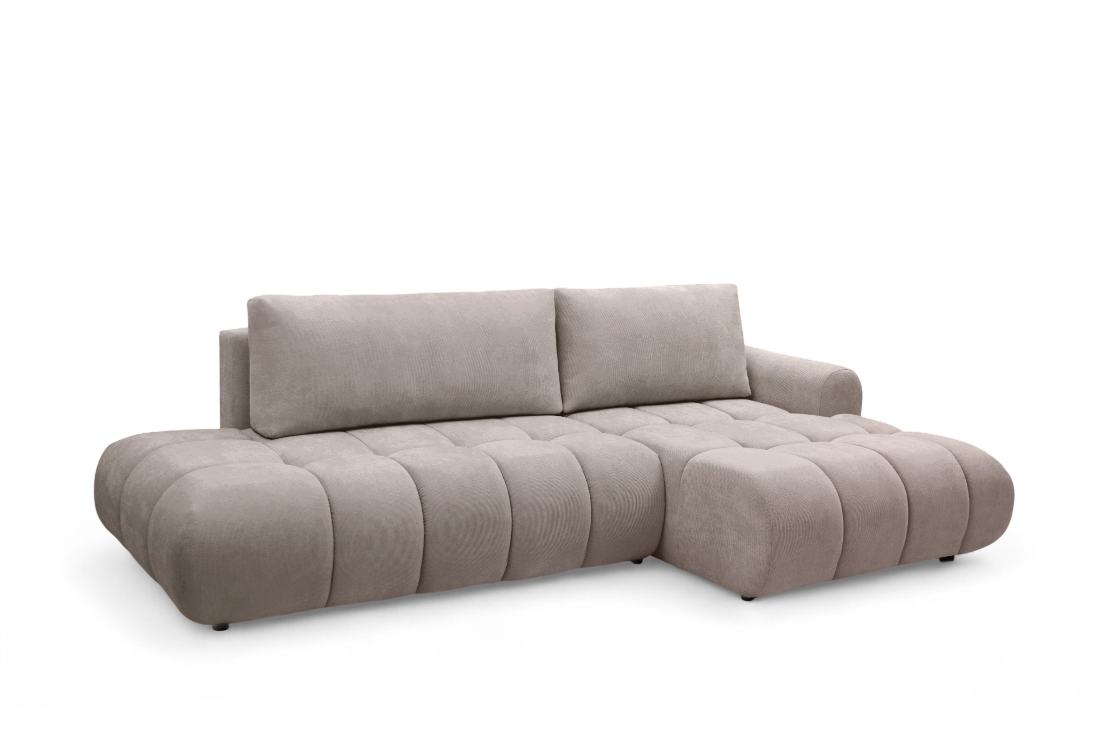 Rohová rozkládací pohovka Lutario L II pravá s funkcí spánku - tmavě béžová hydrofobní tkanina Venice 2031 Rohová sedací souprava Lutario L II rozkládací pravá - ciemnobezowa plecionka hydrofobowa Venice 2031