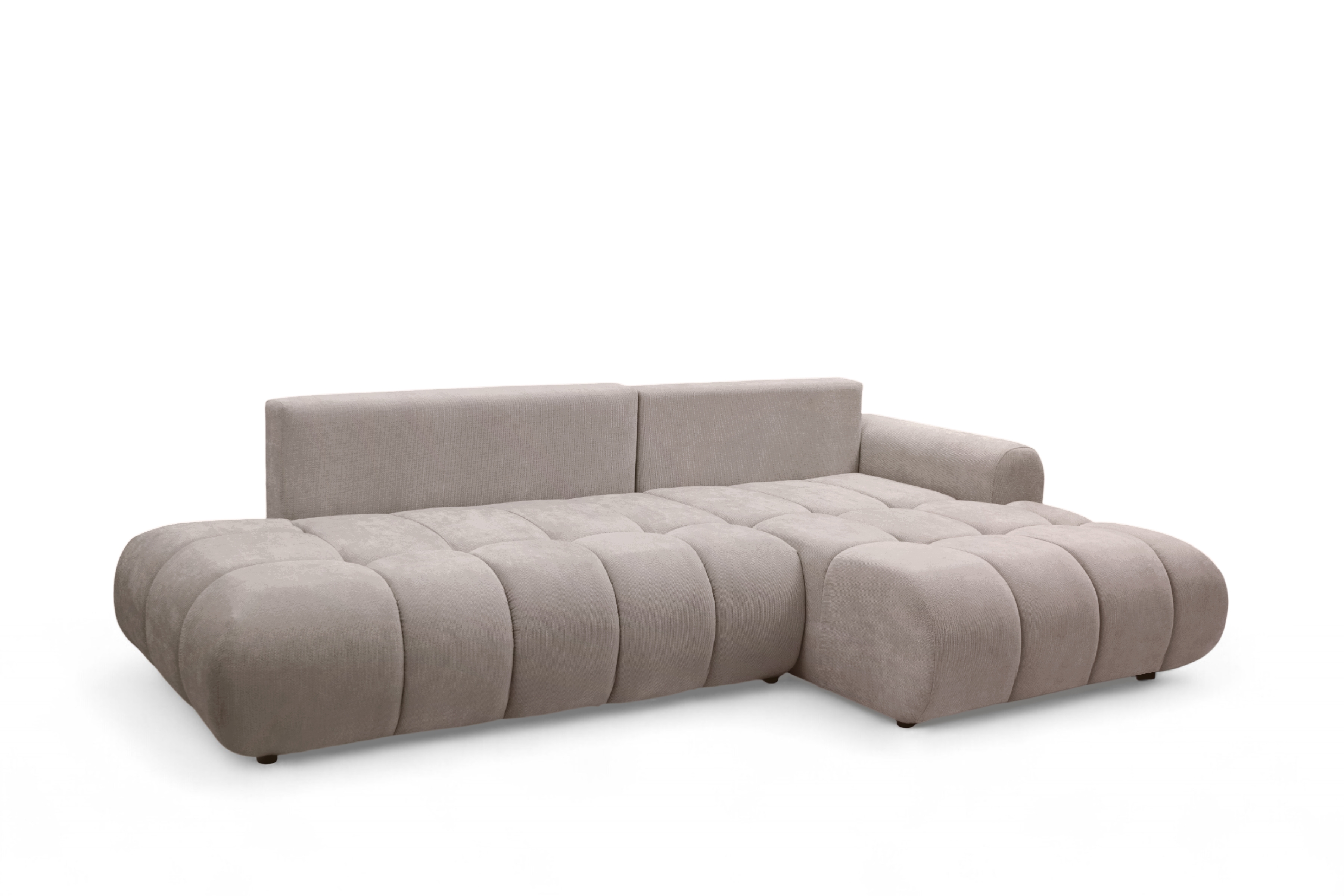 Rohová rozkládací pohovka Lutario L II pravá s funkcí spánku - tmavě béžová hydrofobní tkanina Venice 2031 Rohová sedací souprava Lutario L II rozkládací pravá - ciemnobezowa plecionka hydrofobowa Venice 2031