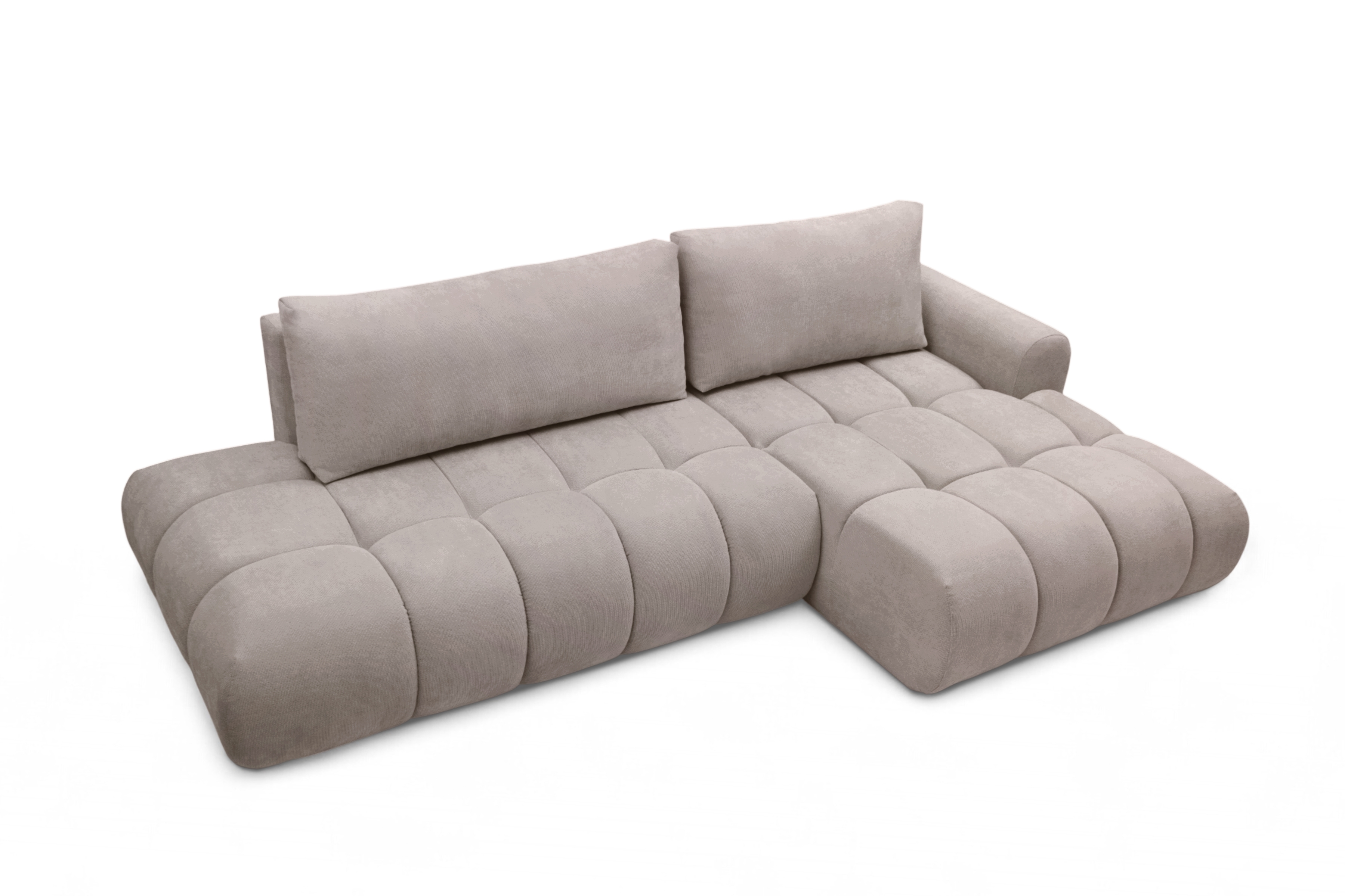 Rohová rozkládací pohovka Lutario L II pravá s funkcí spánku - tmavě béžová hydrofobní tkanina Venice 2031 Rohová sedací souprava Lutario L II rozkládací pravá - ciemnobezowa plecionka hydrofobowa Venice 2031