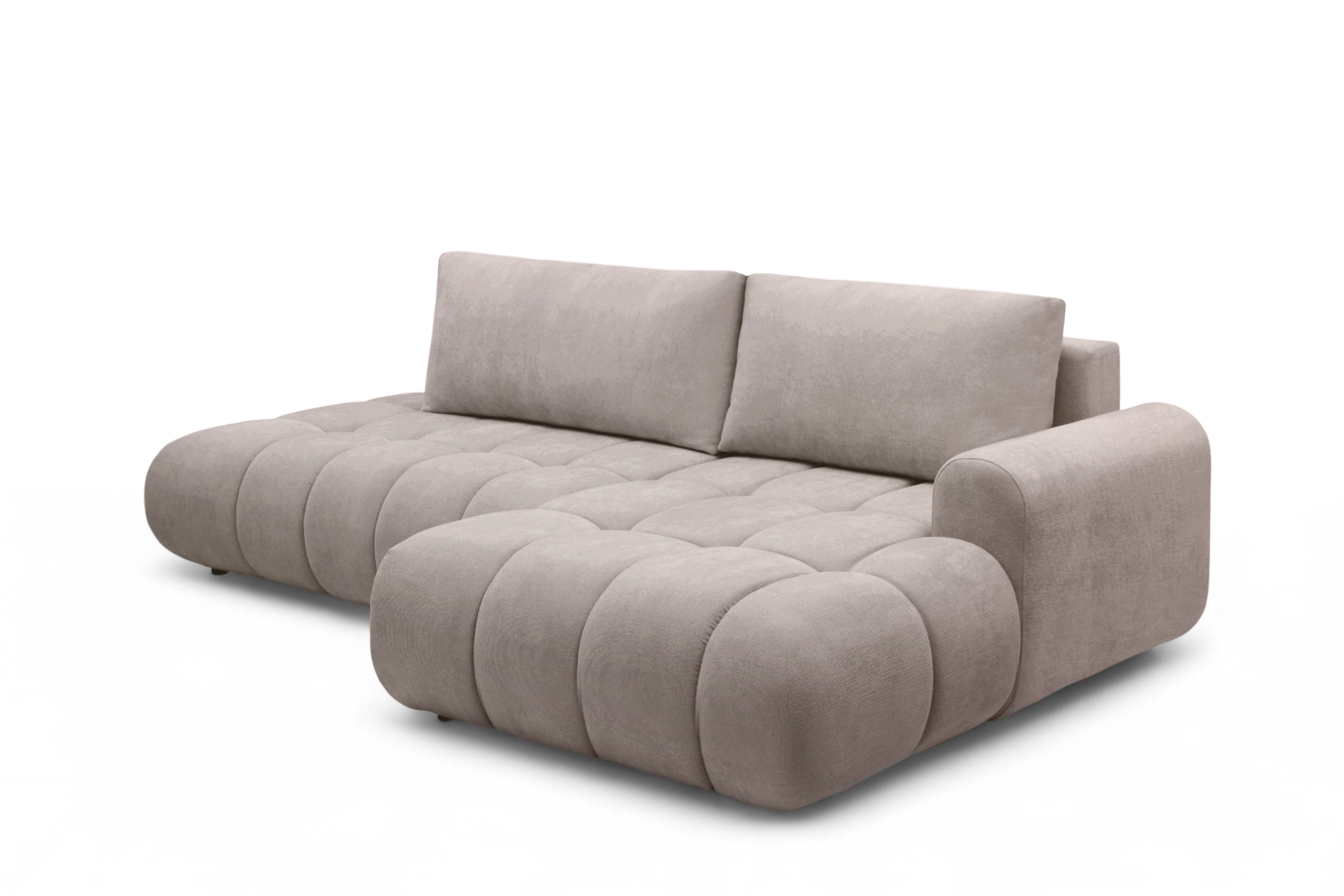 Rohová rozkládací pohovka Lutario L II pravá s funkcí spánku - tmavě béžová hydrofobní tkanina Venice 2031 Rohová sedací souprava Lutario L II rozkládací pravá - ciemnobezowa plecionka hydrofobowa Venice 2031