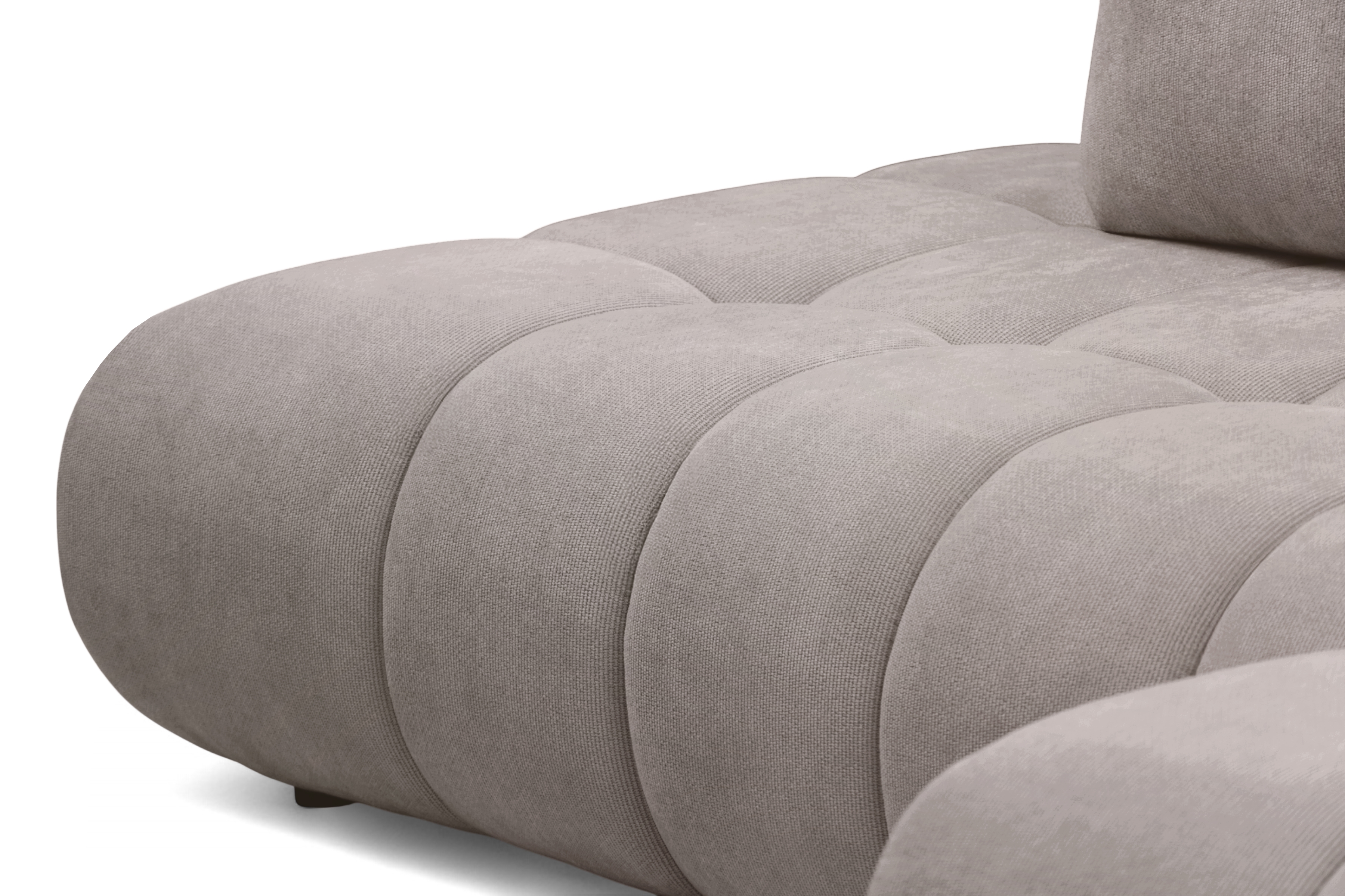 Rohová rozkládací pohovka Lutario L II pravá s funkcí spánku - tmavě béžová hydrofobní tkanina Venice 2031 Rohová sedací souprava Lutario L II rozkládací pravá - ciemnobezowa plecionka hydrofobowa Venice 2031