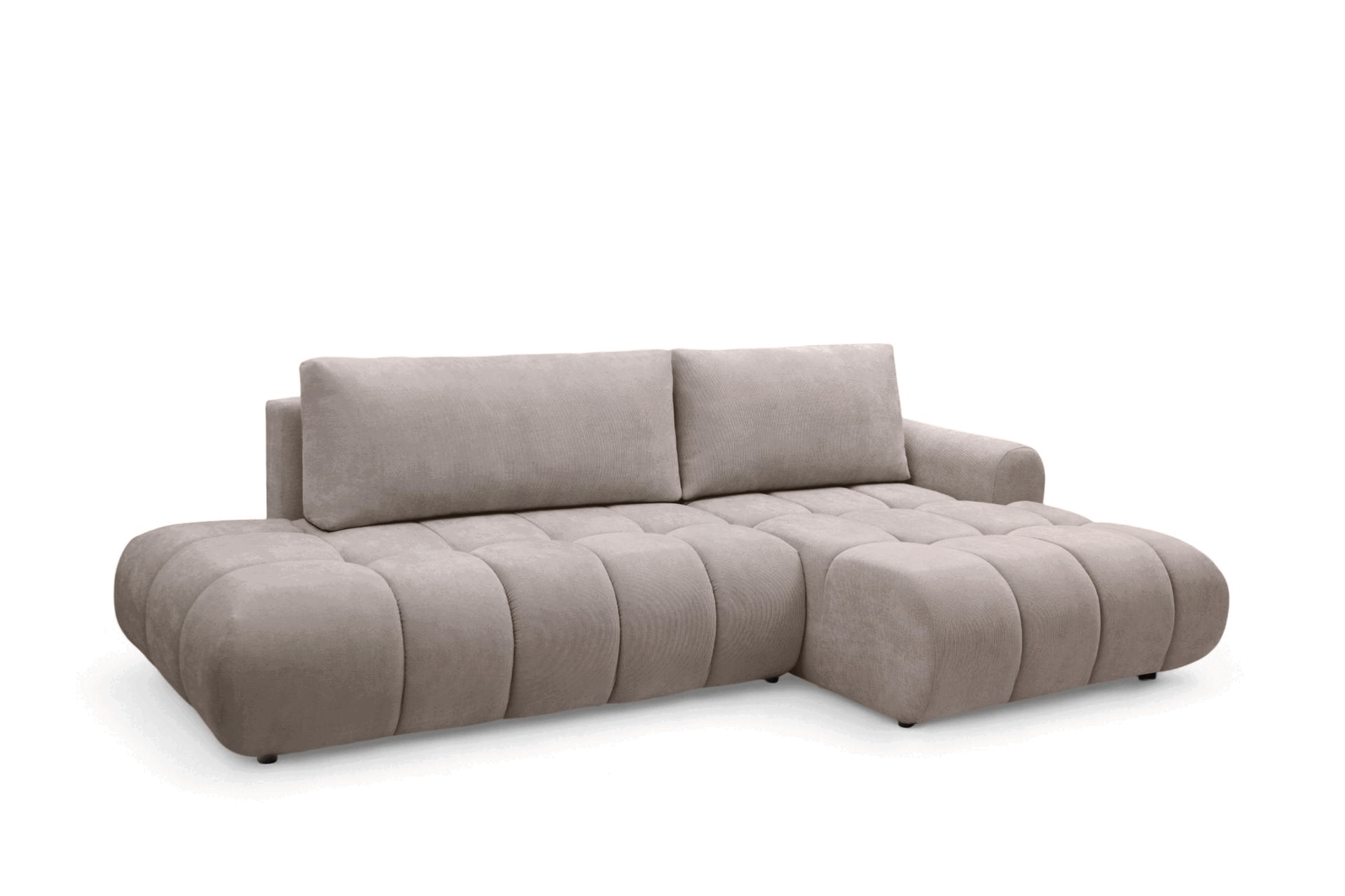 Rohová rozkládací pohovka Lutario L II pravá s funkcí spánku - tmavě béžová hydrofobní tkanina Venice 2031 Rohová sedací souprava Lutario L II rozkládací pravá - ciemnobezowa plecionka hydrofobowa Venice 2031