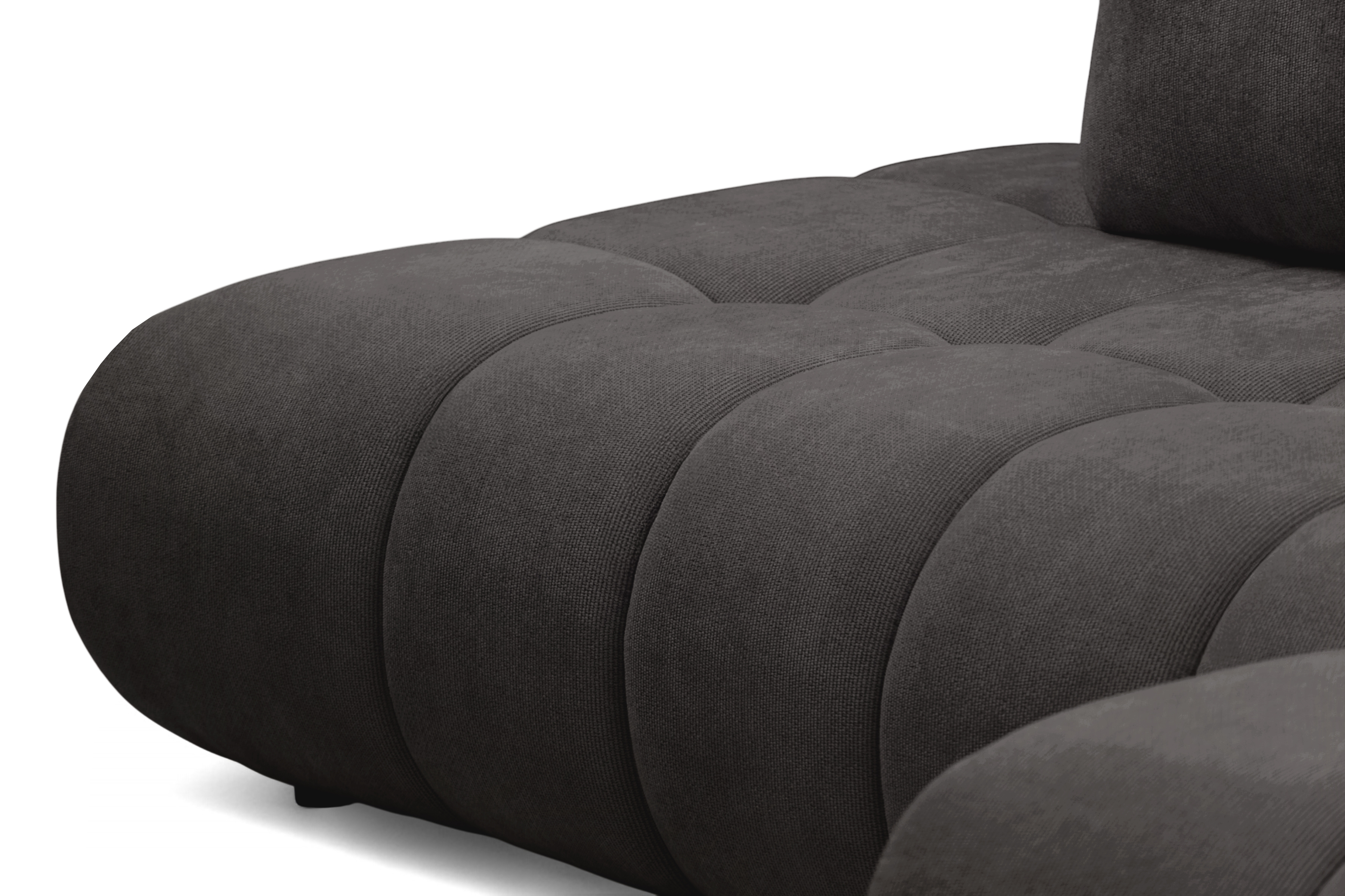 Rozkladacia rohová sedačka Lutario L II pravá - tmavosivá hydrofóbna pletenina Venice 2021 Rohová sedacia súprava Lutario L II s funkciou spánku pravá strana - ciemnoszara plecionka hydrofobowa Venice 2021