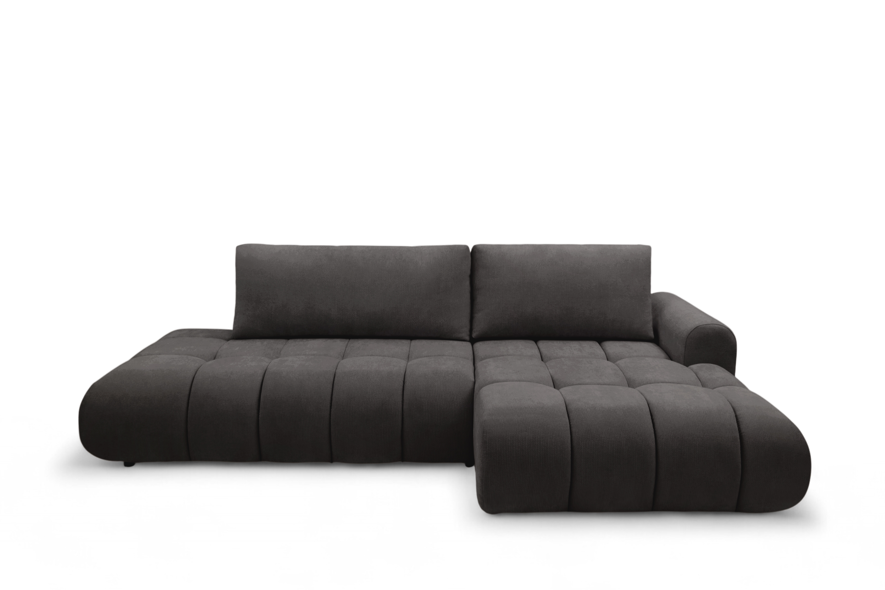 Rozkladacia rohová sedačka Lutario L II pravá - tmavosivá hydrofóbna pletenina Venice 2021 Rohová sedacia súprava Lutario L II s funkciou spánku pravá strana - ciemnoszara plecionka hydrofobowa Venice 2021