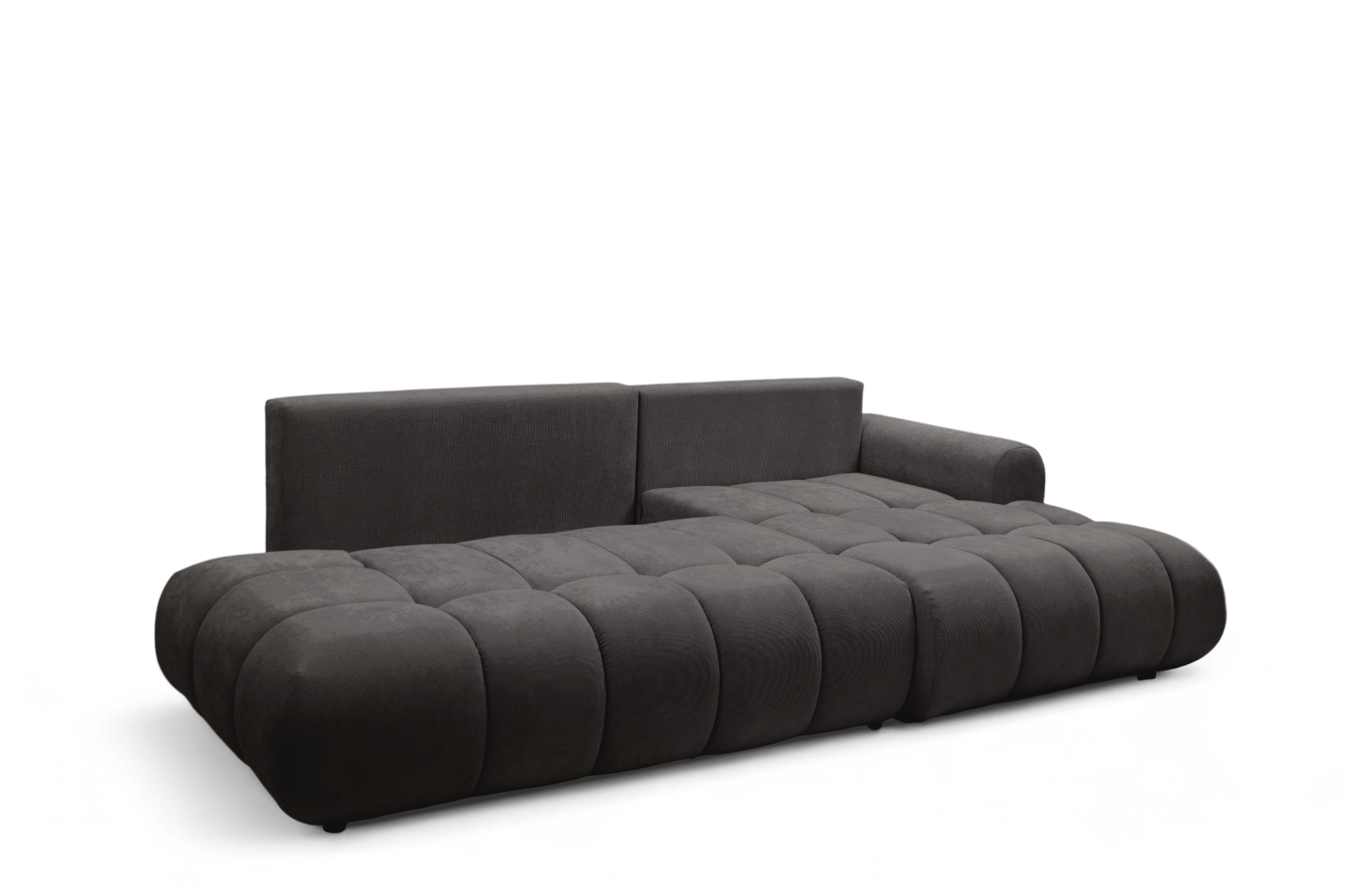 Rozkladacia rohová sedačka Lutario L II pravá - tmavosivá hydrofóbna pletenina Venice 2021 Rohová sedacia súprava Lutario L II s funkciou spánku pravá strana - ciemnoszara plecionka hydrofobowa Venice 2021