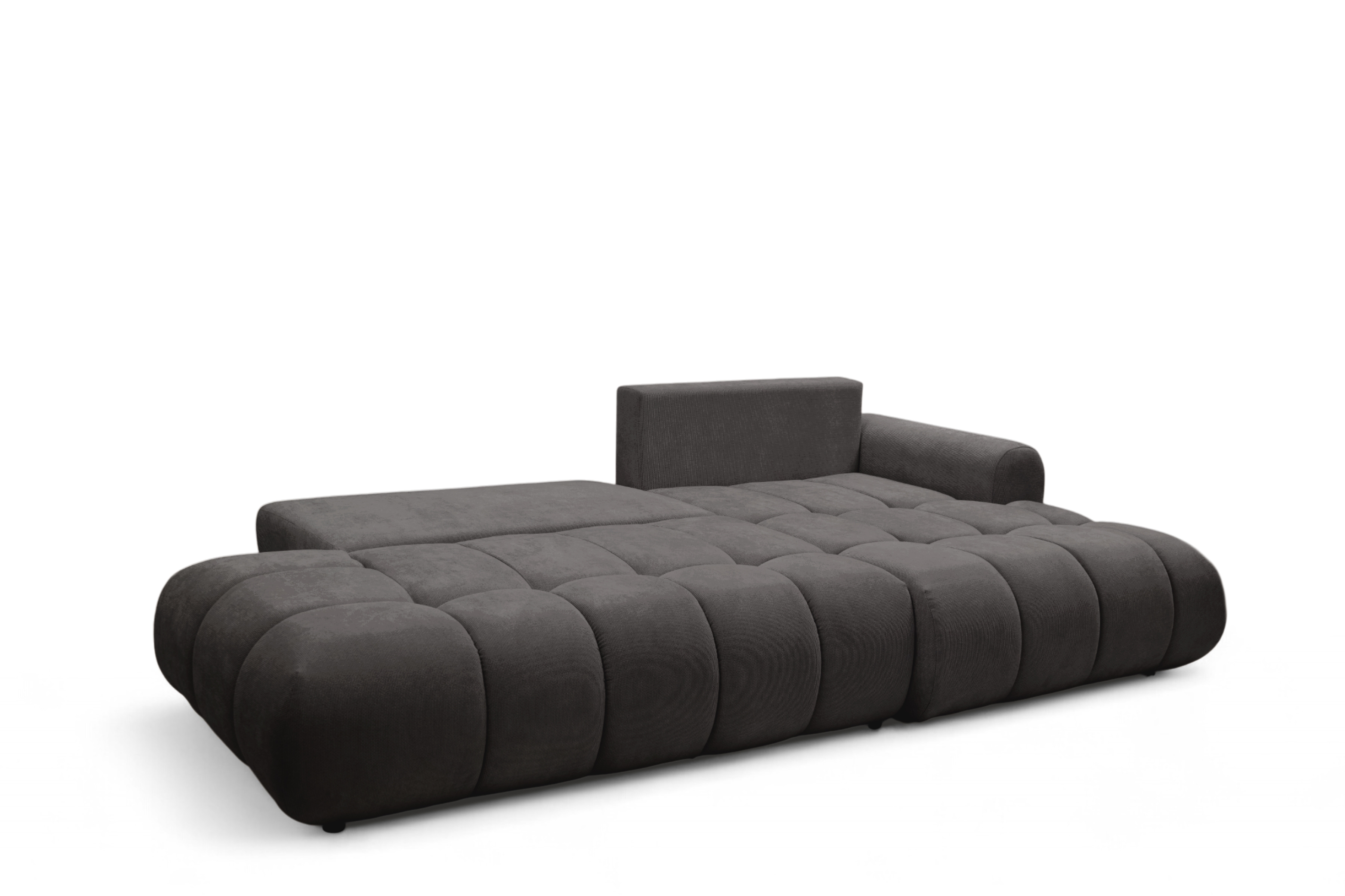 Rozkladacia rohová sedačka Lutario L II pravá - tmavosivá hydrofóbna pletenina Venice 2021 Rohová sedacia súprava Lutario L II s funkciou spánku pravá strana - ciemnoszara plecionka hydrofobowa Venice 2021