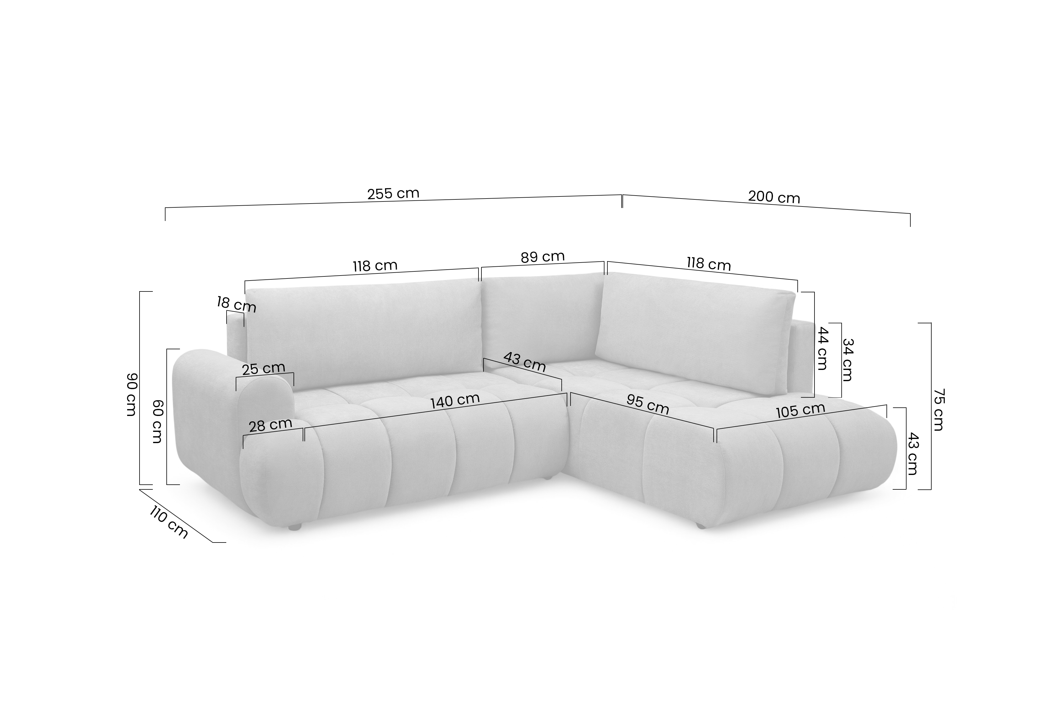 Rohová sedacia súprava Lutario L II s funkciou spania Rohová sedacia súprava Lutario L s funkciou spánku 