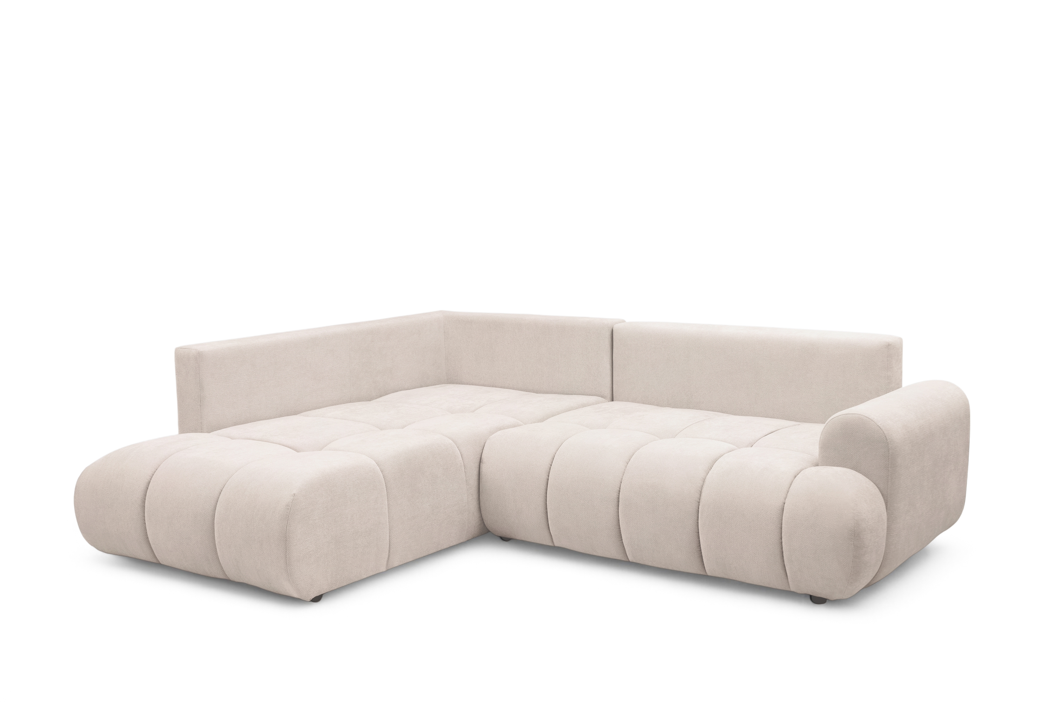 Rohová sedacia súprava Lutario L ľavá s funkciou spania - béžová hydrofóbna pletená látka Venice 2026 Rohová sedacia súprava Lutario L s funkciou spánku Ľavá strana - Béžová plecionka hydrofobowa Venice 2026