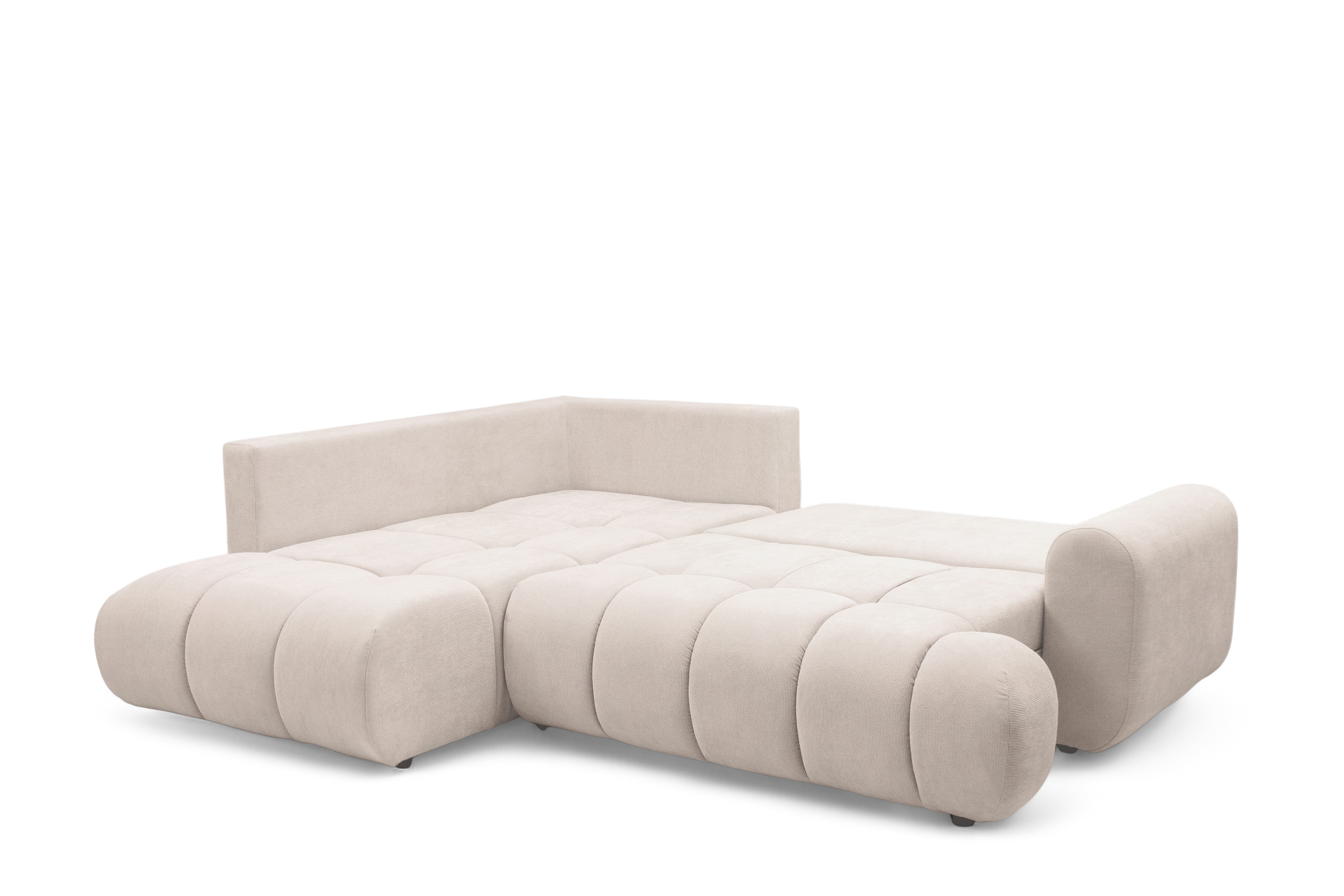 Rohová sedacia súprava Lutario L ľavá s funkciou spania - béžová hydrofóbna pletená látka Venice 2026 Rohová sedacia súprava Lutario L s funkciou spánku Ľavá strana - Béžová plecionka hydrofobowa Venice 2026