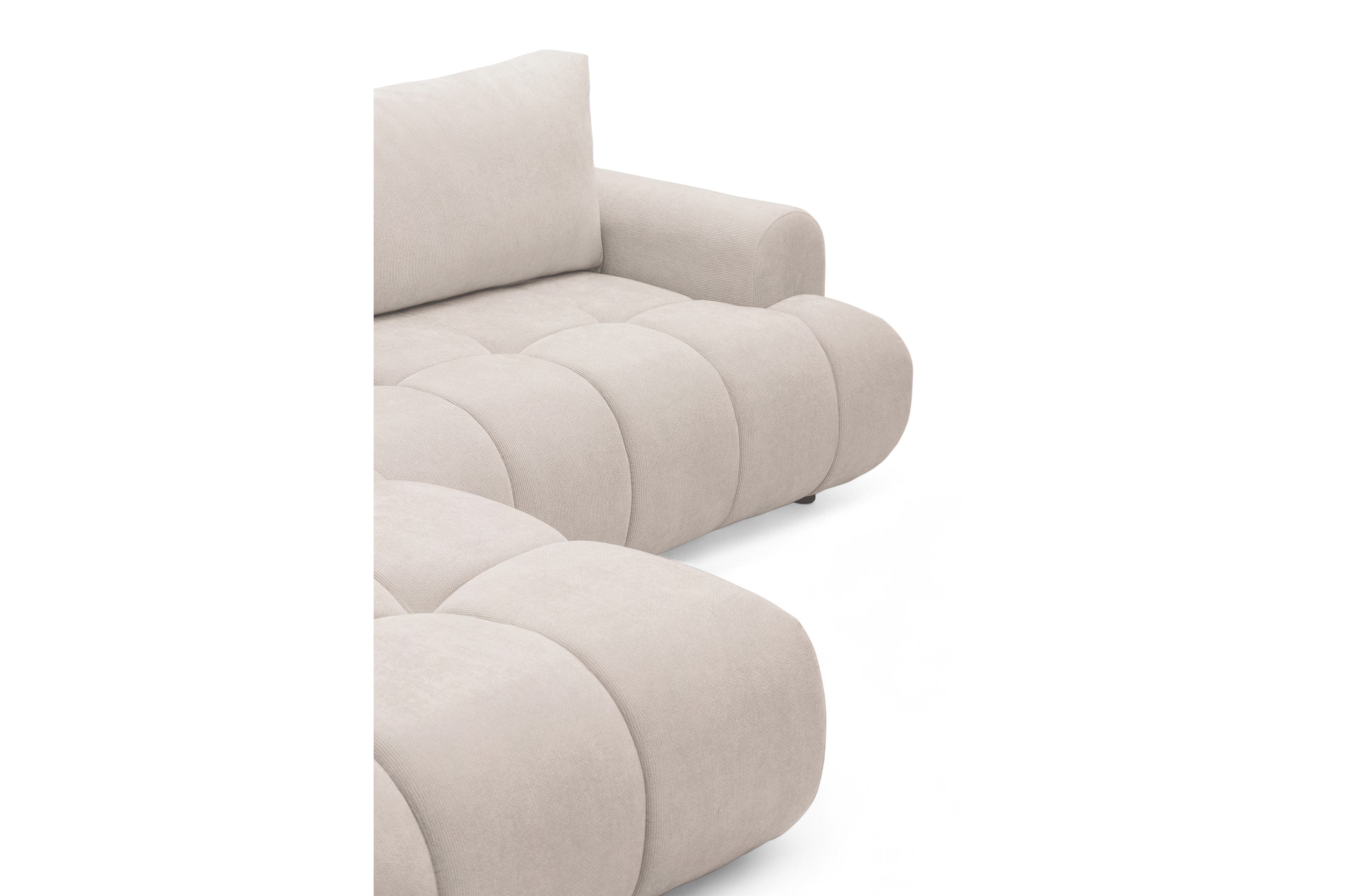 Rohová sedacia súprava Lutario L ľavá s funkciou spania - béžová hydrofóbna pletená látka Venice 2026 Rohová sedacia súprava Lutario L s funkciou spánku Ľavá strana - Béžová plecionka hydrofobowa Venice 2026