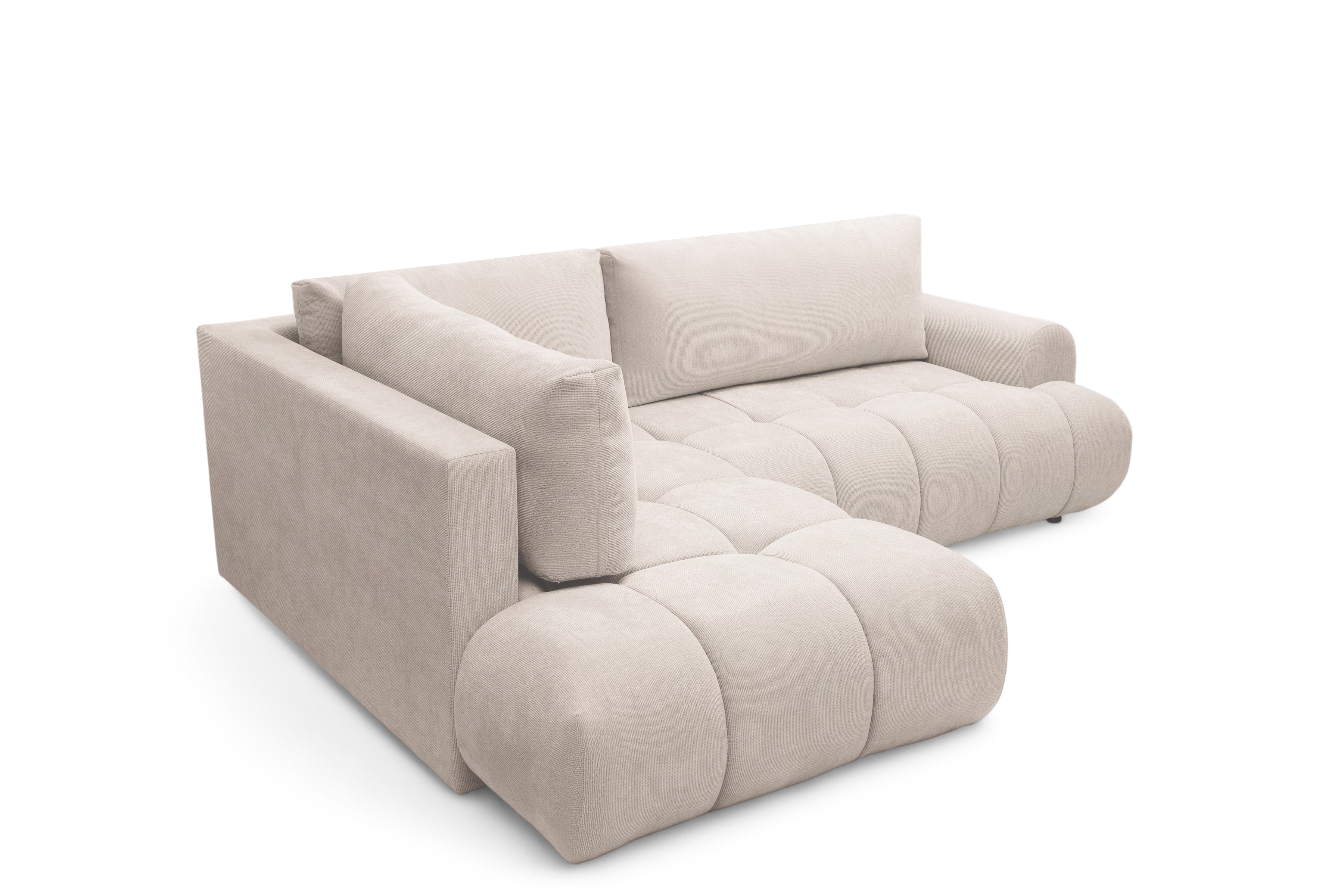 Rohová sedacia súprava Lutario L ľavá s funkciou spania - béžová hydrofóbna pletená látka Venice 2026 Rohová sedacia súprava Lutario L s funkciou spánku Ľavá strana - Béžová plecionka hydrofobowa Venice 2026