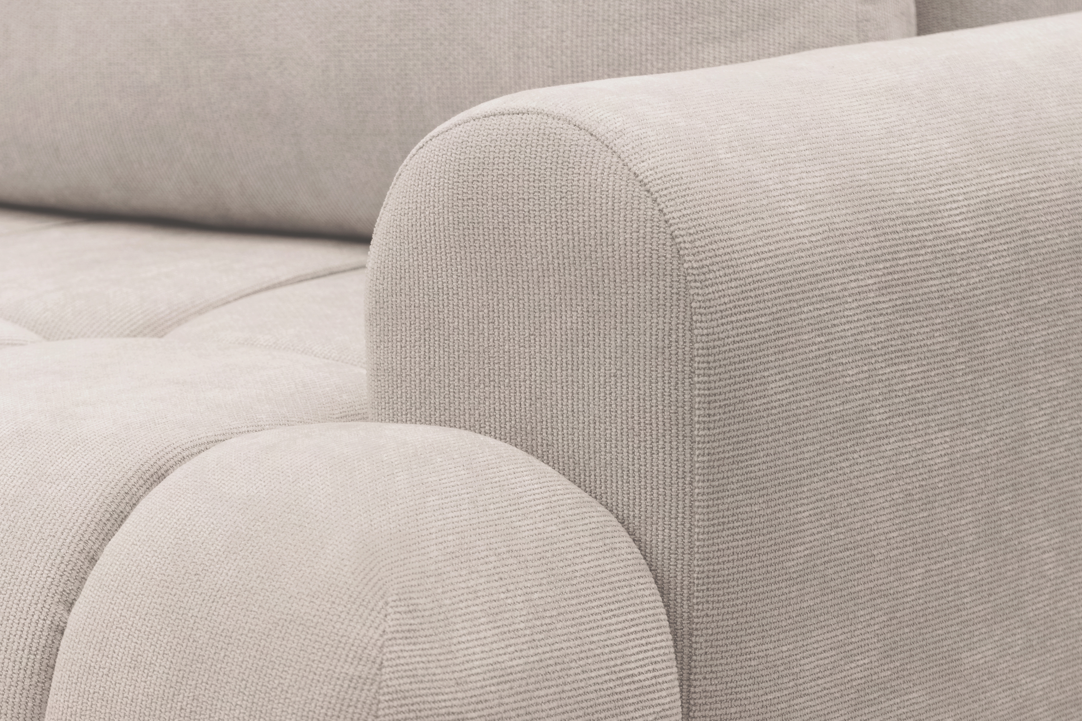 Rohová sedacia súprava Lutario L ľavá s funkciou spania - béžová hydrofóbna pletená látka Venice 2026 Rohová sedacia súprava Lutario L s funkciou spánku Ľavá strana - Béžová plecionka hydrofobowa Venice 2026