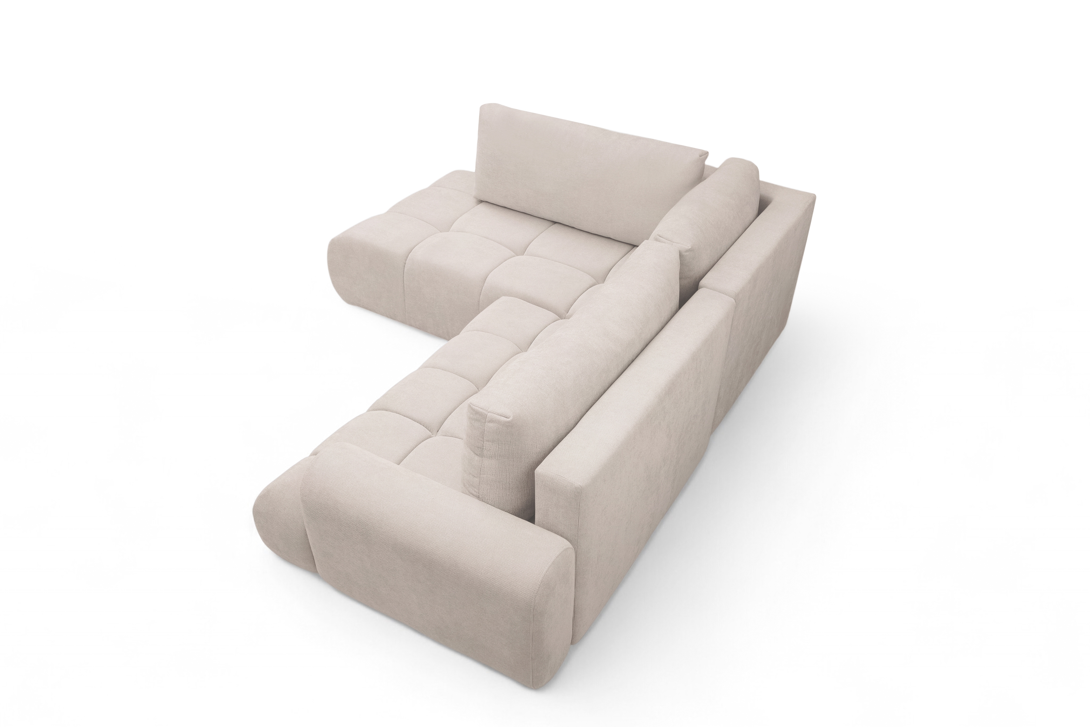 Rohová sedacia súprava Lutario L ľavá s funkciou spania - béžová hydrofóbna pletená látka Venice 2026 Rohová sedacia súprava Lutario L s funkciou spánku Ľavá strana - Béžová plecionka hydrofobowa Venice 2026