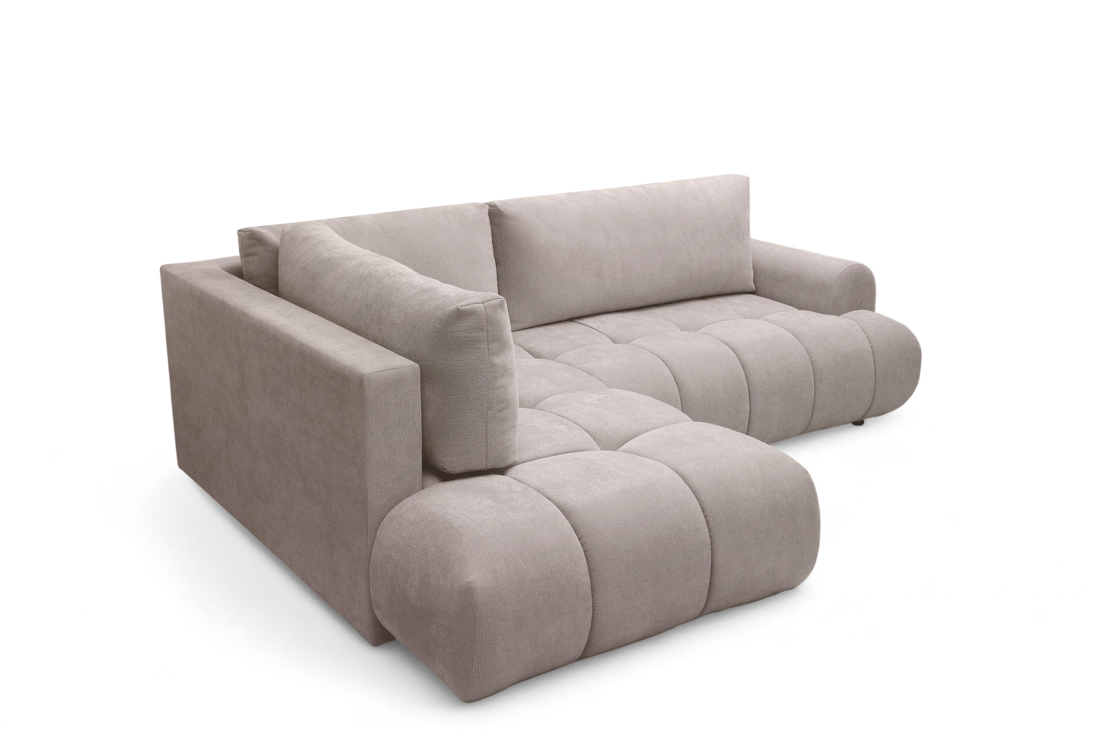 Rohová rozkládací pohovka Lutario L levá s funkcí spánku - tmavě béžová hydrofobní tkanina Venice 2031 Rohová sedací souprava Lutario L rozkládací levá - ciemnobezowa plecionka hydrofobowa Venice 2031