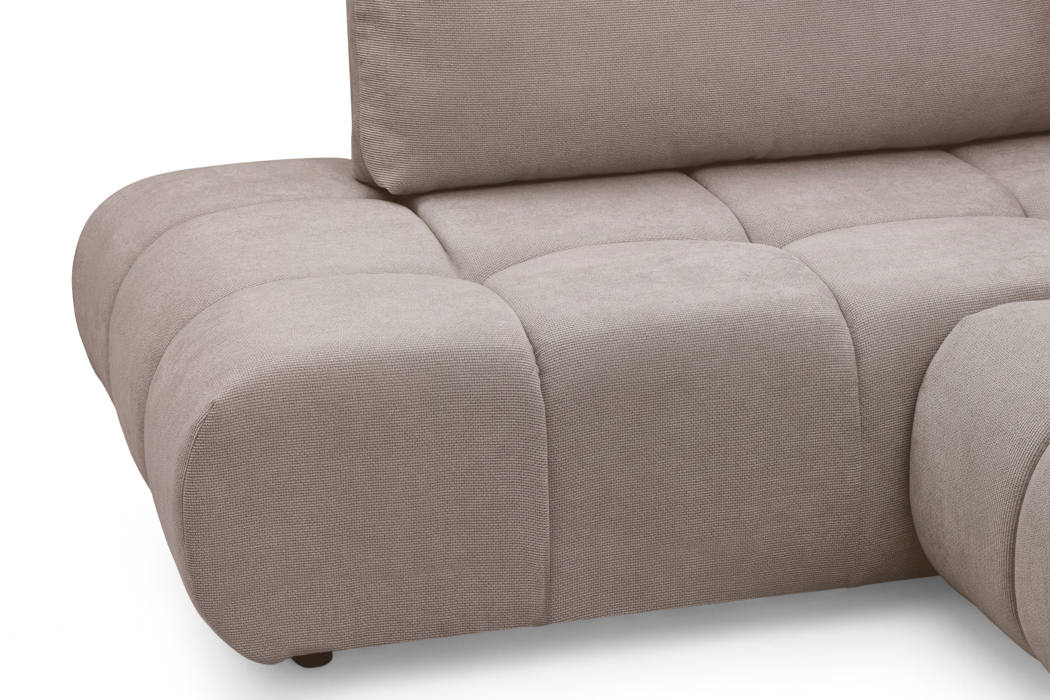 Rohová rozkládací pohovka Lutario L levá s funkcí spánku - tmavě béžová hydrofobní tkanina Venice 2031 Rohová sedací souprava Lutario L rozkládací levá - ciemnobezowa plecionka hydrofobowa Venice 2031