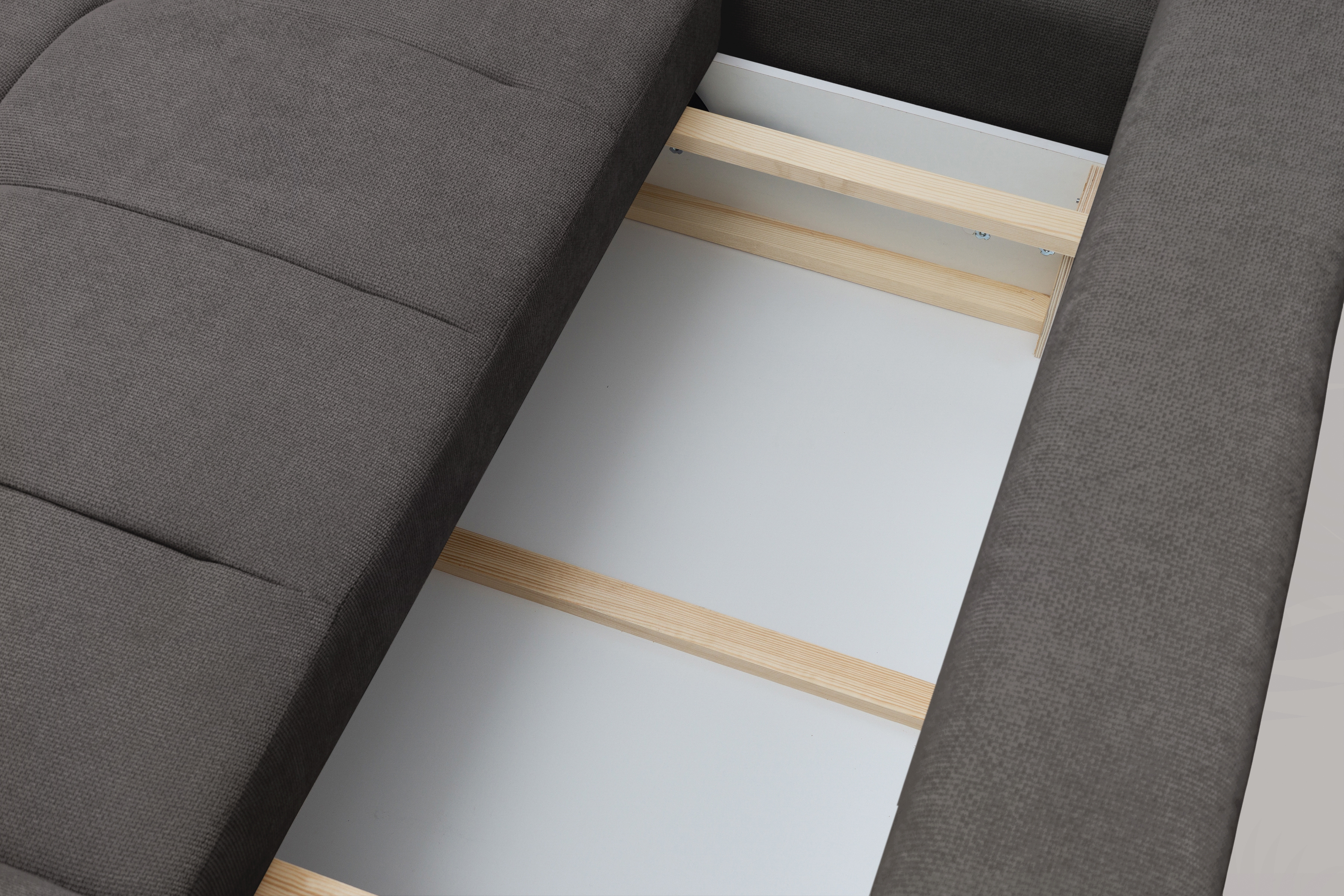 Rohová sedacia súprava Lutario L ľavá s funkciou spania - tmavosivá hydrofóbna pletená látka Venice 2021 Rohová sedacia súprava Lutario L s funkciou spánku Ľavá strana - ciemnoszara plecionka hydrofobowa Venice 2021