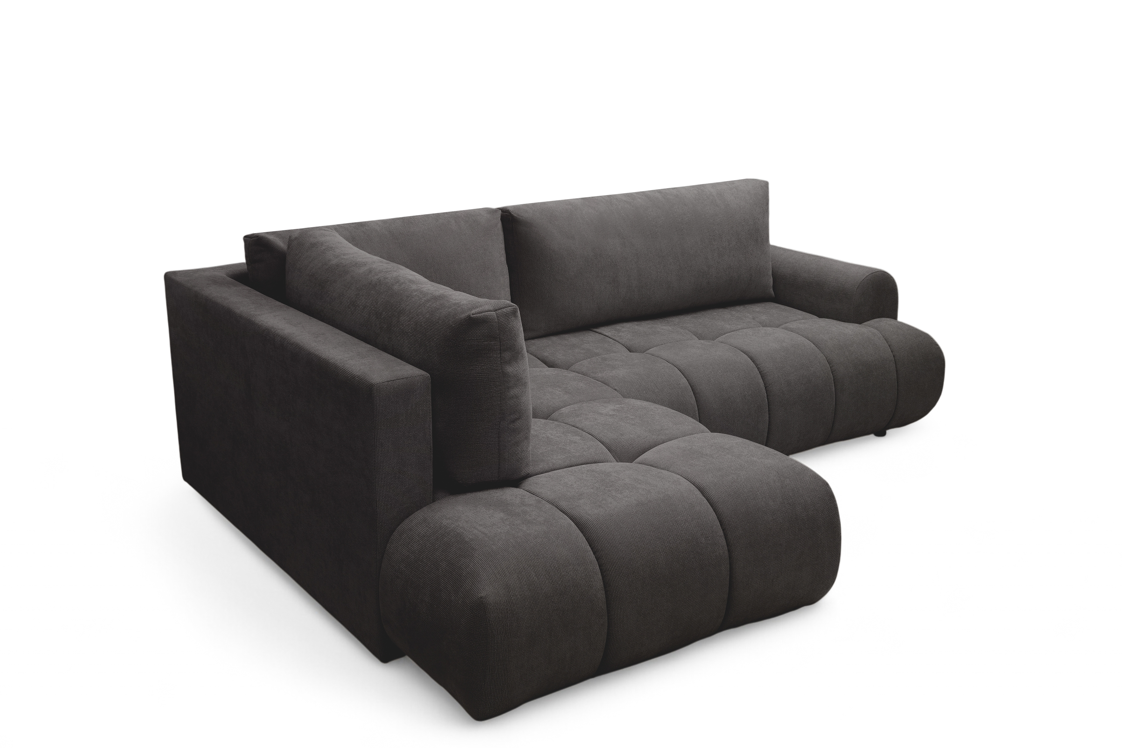 Rohová sedacia súprava Lutario L ľavá s funkciou spania - tmavosivá hydrofóbna pletená látka Venice 2021 Rohová sedacia súprava Lutario L s funkciou spánku Ľavá strana - ciemnoszara plecionka hydrofobowa Venice 2021