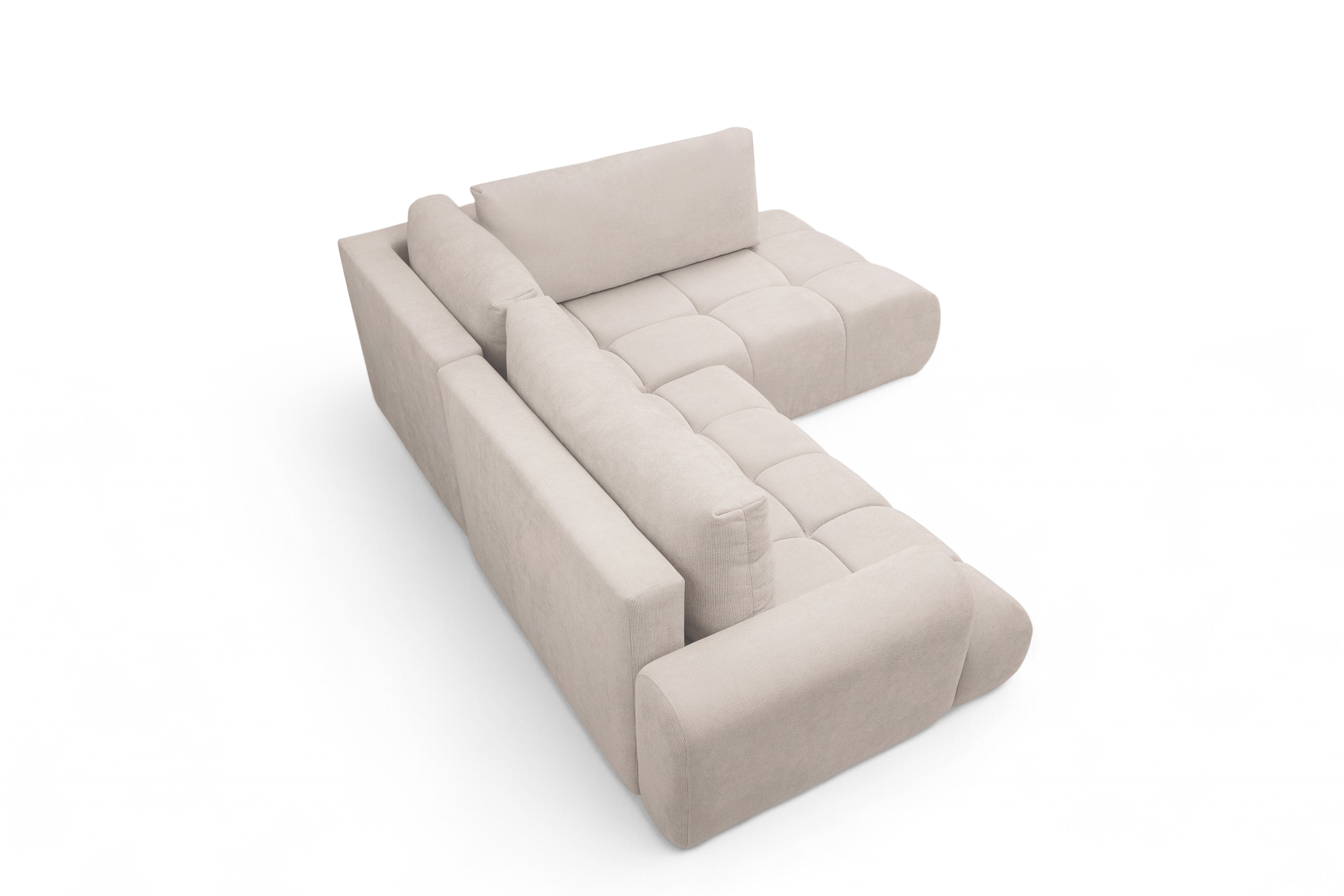 Rohová sedacia súprava Lutario L pravá s funkciou spania - béžová hydrofóbna pletená látka Venice 2026 Rohová sedacia súprava Lutario L s funkciou spánku pravá strana - Béžová plecionka hydrofobowa Venice 2026