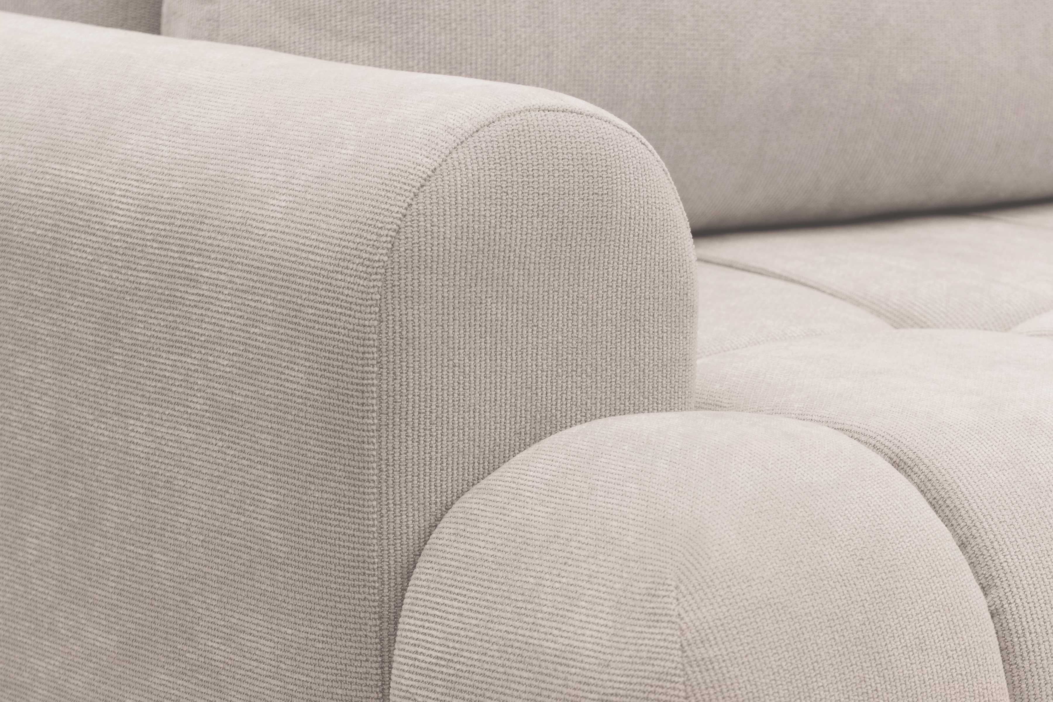 Rohová sedacia súprava Lutario L pravá s funkciou spania - béžová hydrofóbna pletená látka Venice 2026 Rohová sedacia súprava Lutario L s funkciou spánku pravá strana - Béžová plecionka hydrofobowa Venice 2026