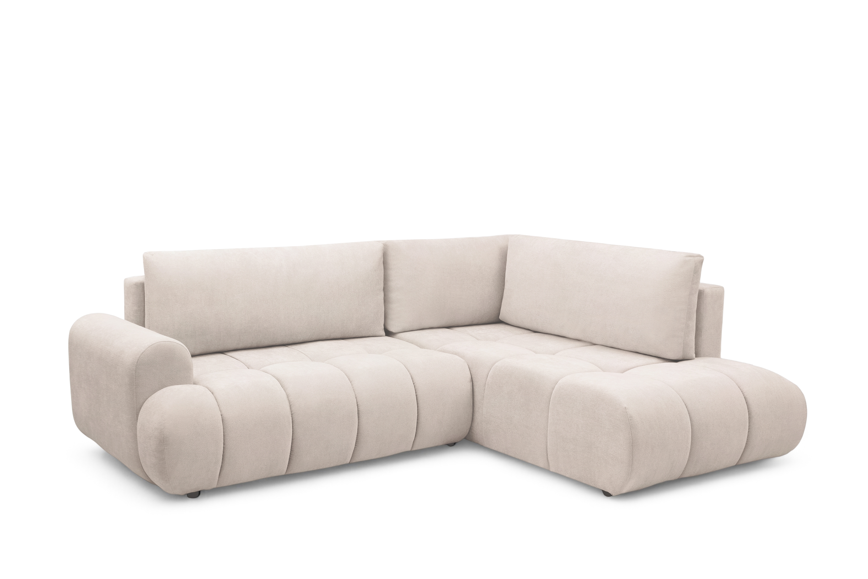 Rohová sedacia súprava Lutario L pravá s funkciou spania - béžová hydrofóbna pletená látka Venice 2026 Rohová sedacia súprava Lutario L s funkciou spánku pravá strana - Béžová plecionka hydrofobowa Venice 2026