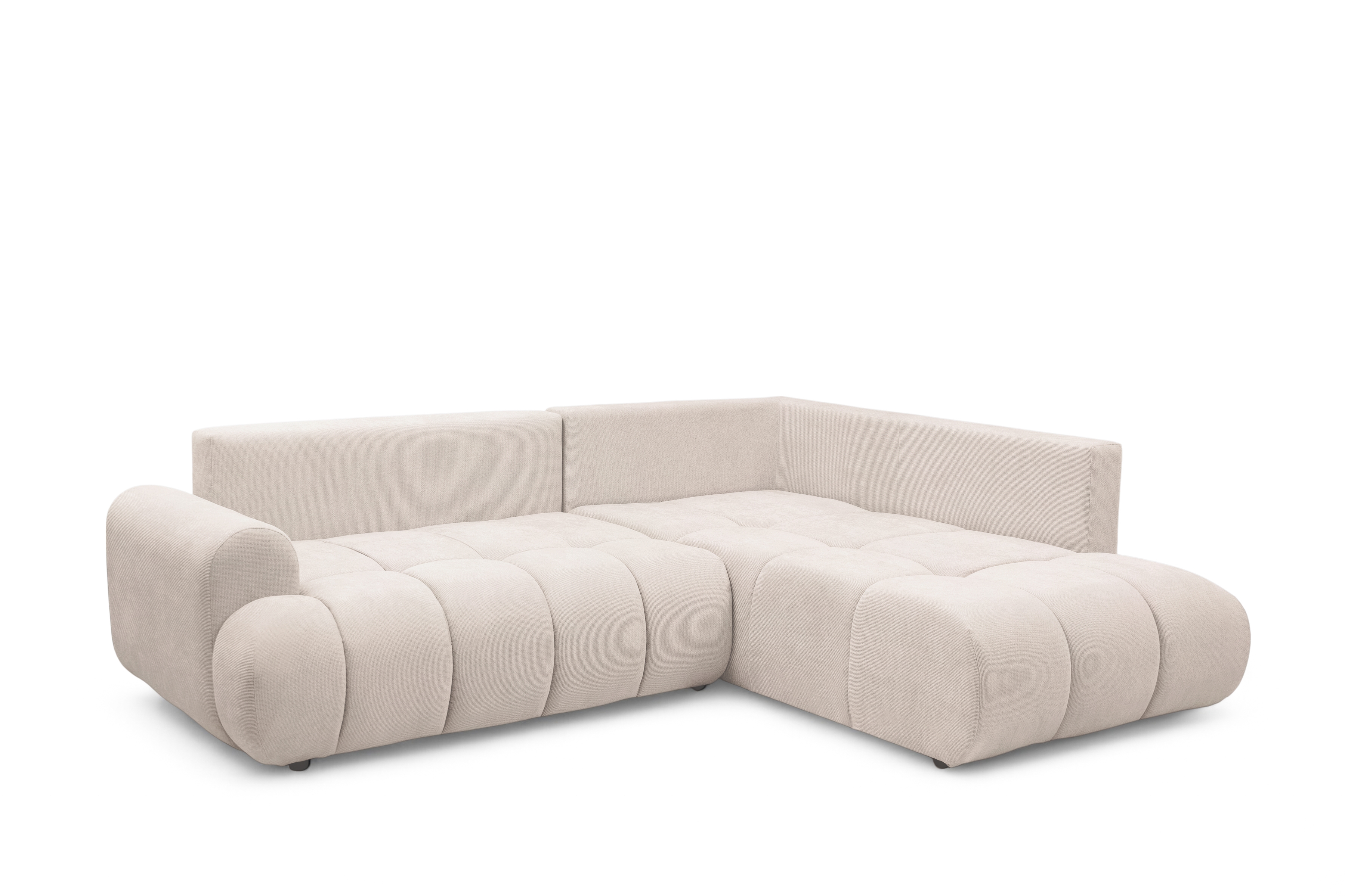 Rohová sedacia súprava Lutario L pravá s funkciou spania - béžová hydrofóbna pletená látka Venice 2026 Rohová sedacia súprava Lutario L s funkciou spánku pravá strana - Béžová plecionka hydrofobowa Venice 2026