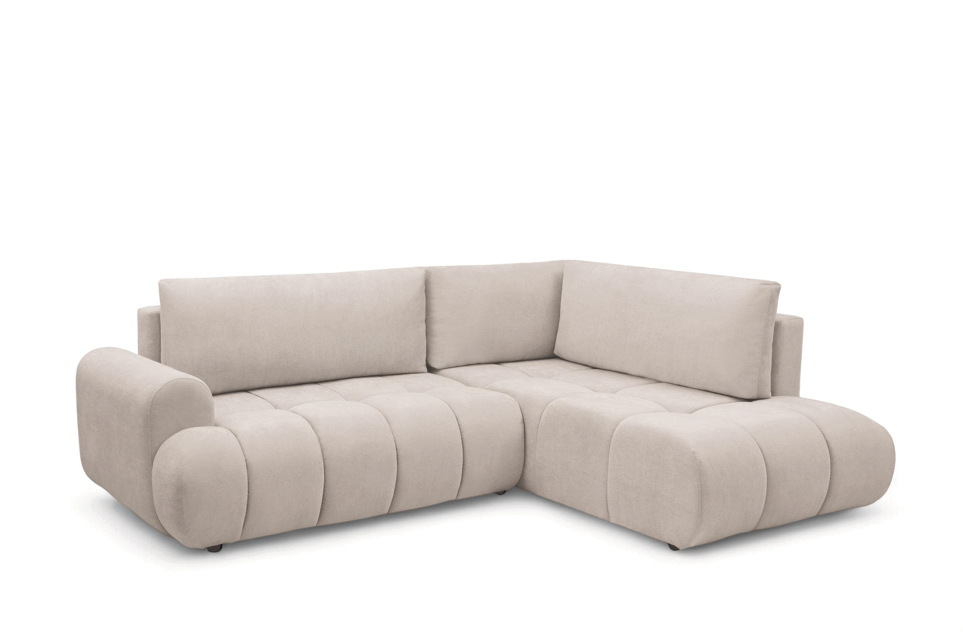 Rohová sedacia súprava Lutario L pravá s funkciou spania - béžová hydrofóbna pletená látka Venice 2026 Rohová sedacia súprava Lutario L s funkciou spánku pravá strana - Béžová plecionka hydrofobowa Venice 2026