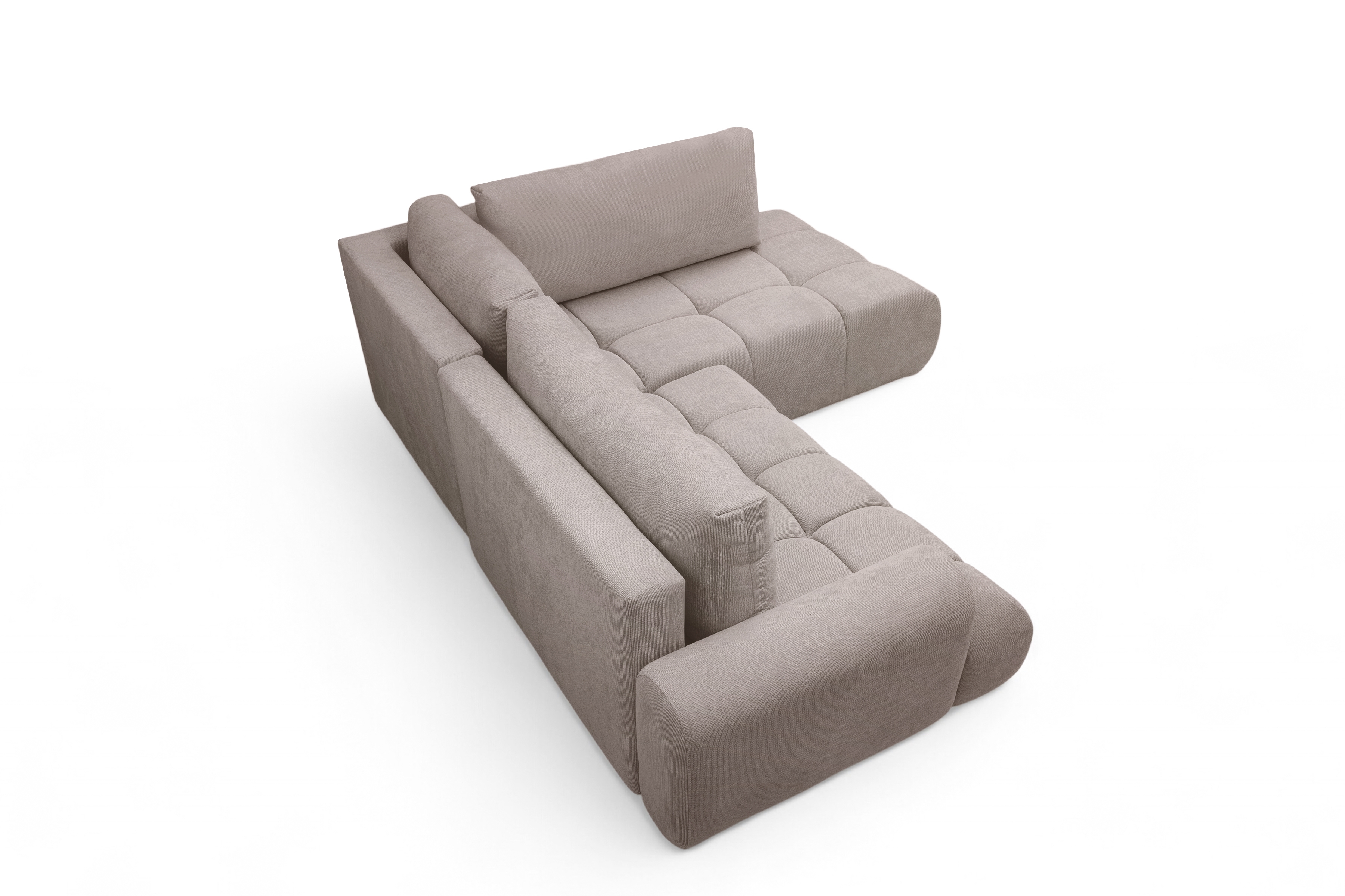 Rohová rozkládací pohovka Lutario L pravá s funkcí spánku - tmavě béžová hydrofobní tkanina Venice 2031 Rohová sedací souprava Lutario L rozkládací pravá - ciemnobezowa plecionka hydrofobowa Venice 2031 