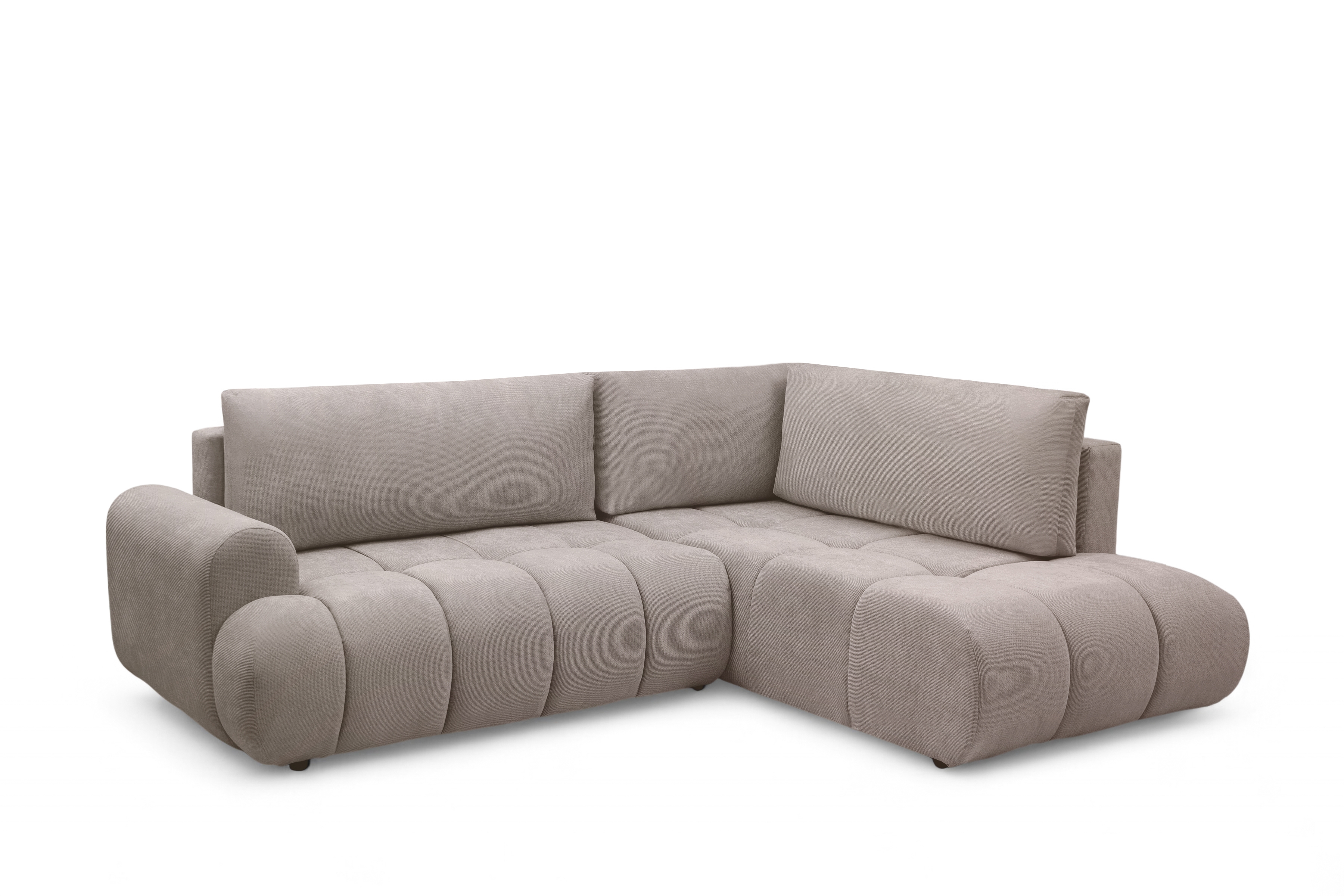 Rohová rozkládací pohovka Lutario L pravá s funkcí spánku - tmavě béžová hydrofobní tkanina Venice 2031 Rohová sedací souprava Lutario L rozkládací pravá - ciemnobezowa plecionka hydrofobowa Venice 2031 