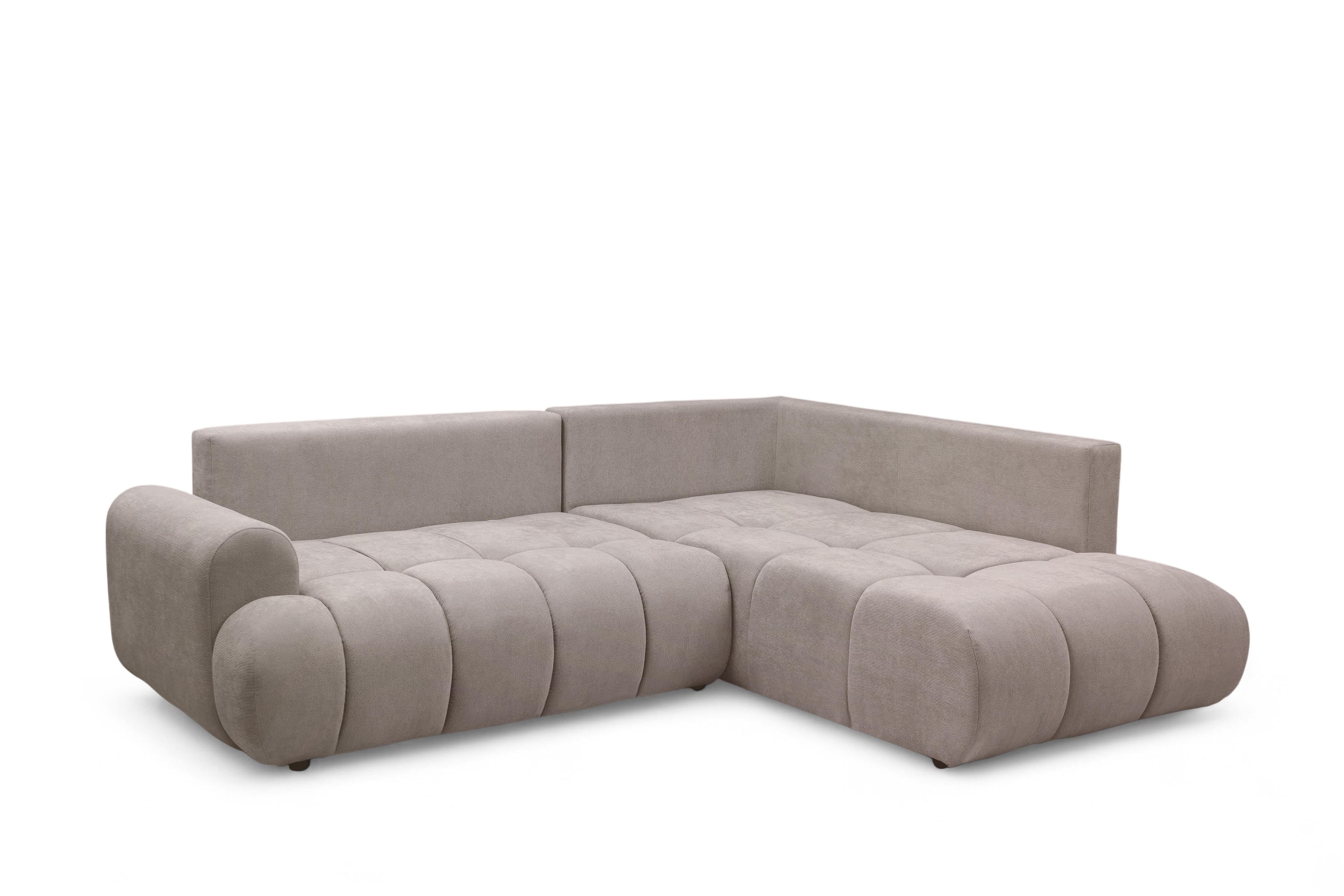 Rohová rozkládací pohovka Lutario L pravá s funkcí spánku - tmavě béžová hydrofobní tkanina Venice 2031 Rohová sedací souprava Lutario L rozkládací pravá - ciemnobezowa plecionka hydrofobowa Venice 2031 