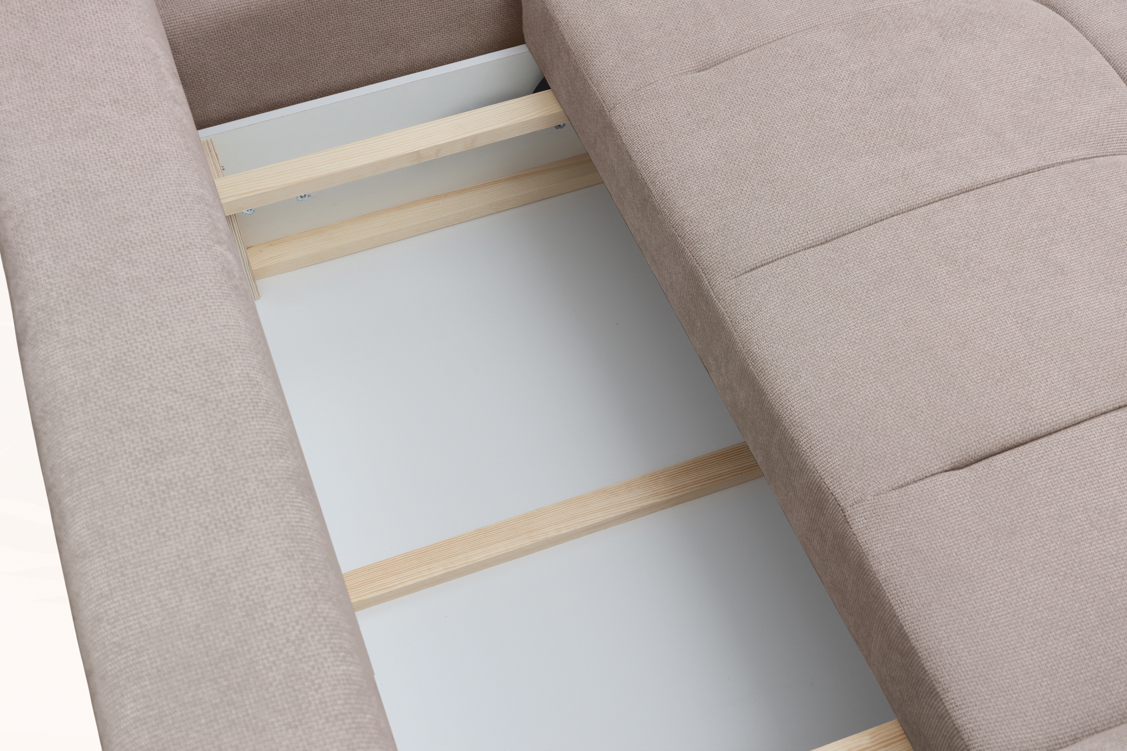 Rohová rozkládací pohovka Lutario L pravá s funkcí spánku - tmavě béžová hydrofobní tkanina Venice 2031 Rohová sedací souprava Lutario L rozkládací pravá - ciemnobezowa plecionka hydrofobowa Venice 2031 