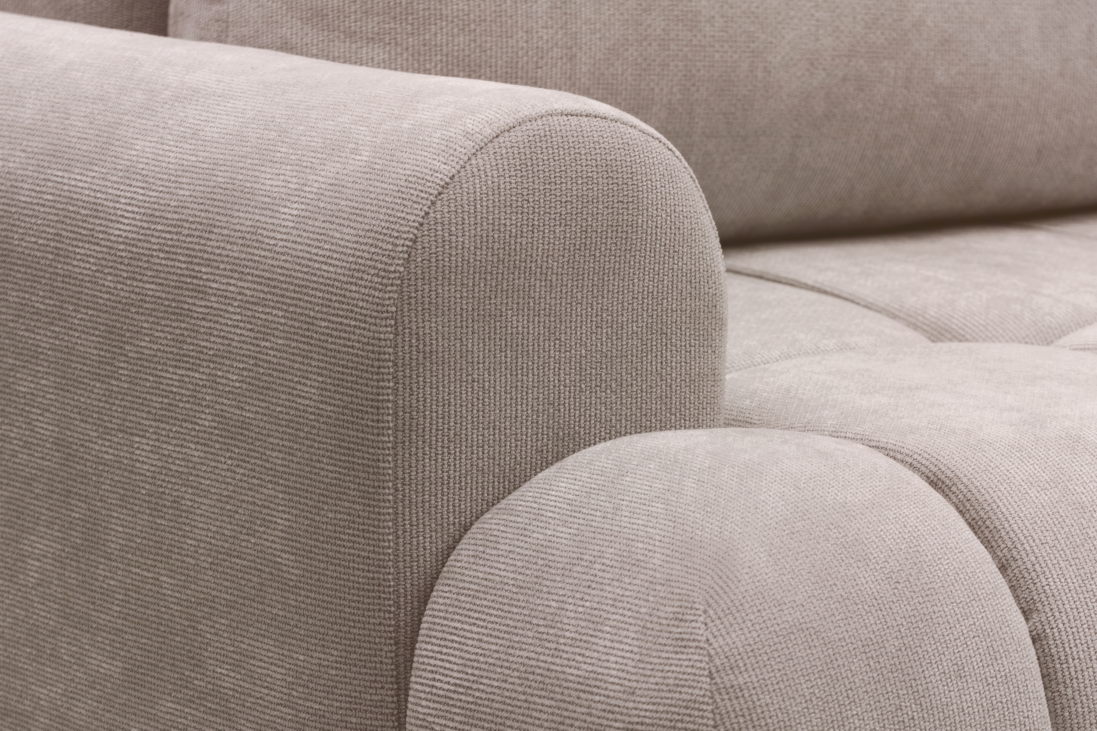 Rohová rozkládací pohovka Lutario L pravá s funkcí spánku - tmavě béžová hydrofobní tkanina Venice 2031 Rohová sedací souprava Lutario L rozkládací pravá - ciemnobezowa plecionka hydrofobowa Venice 2031 