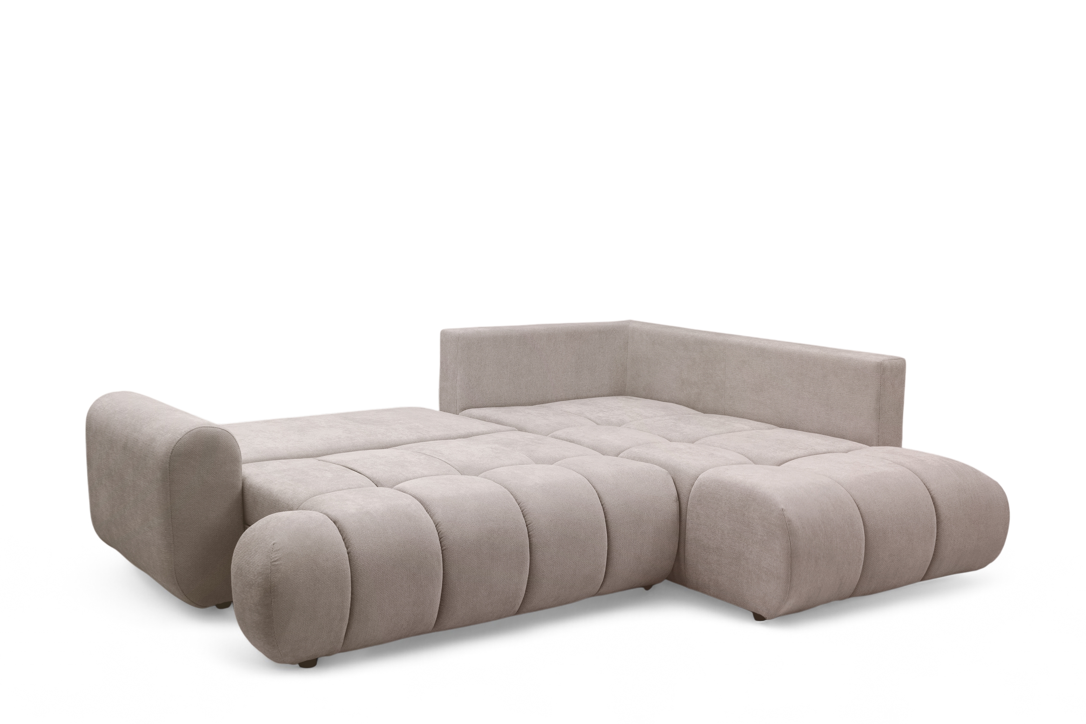 Rohová rozkládací pohovka Lutario L pravá s funkcí spánku - tmavě béžová hydrofobní tkanina Venice 2031 Rohová sedací souprava Lutario L rozkládací pravá - ciemnobezowa plecionka hydrofobowa Venice 2031 