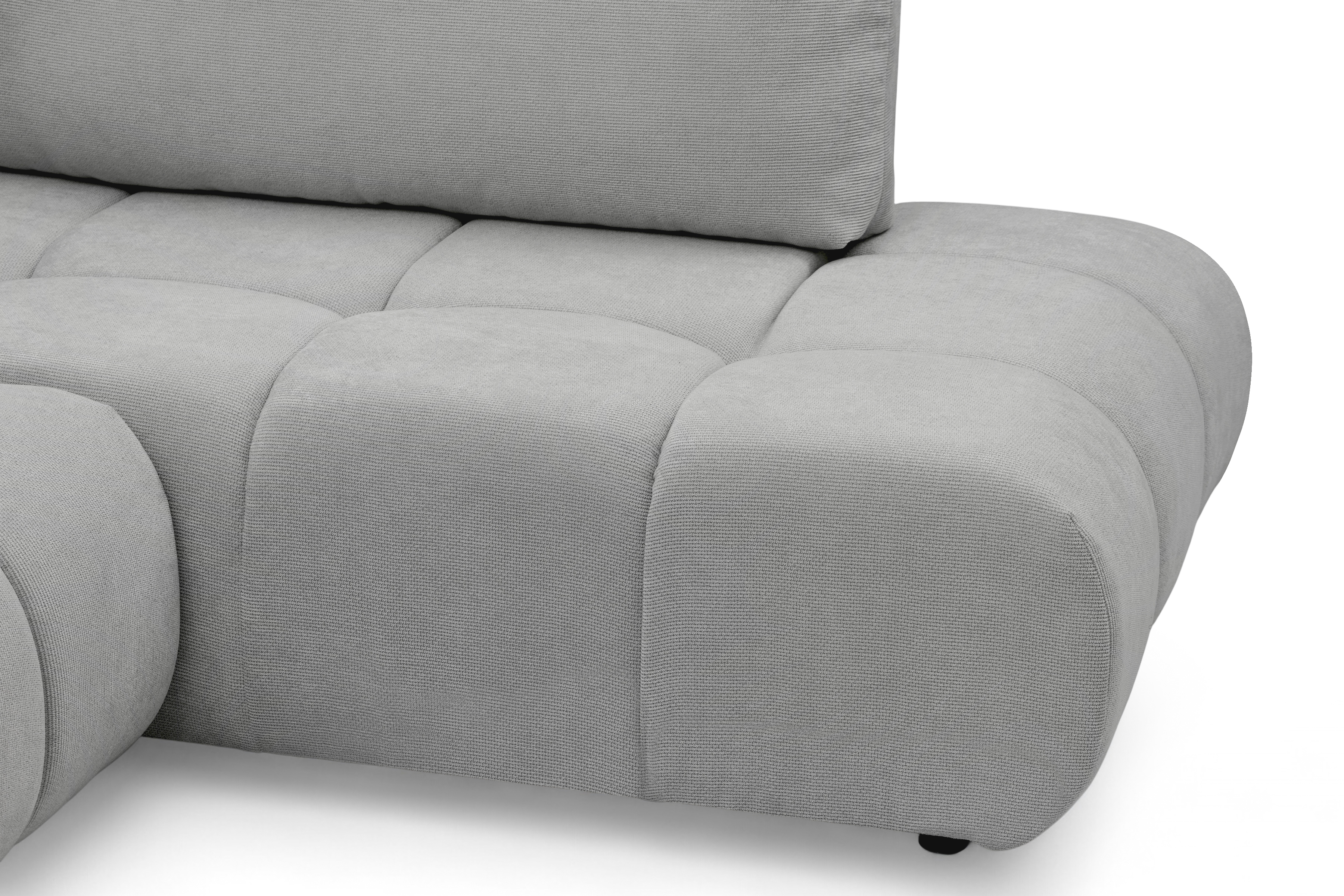 Rohová sedacia súprava Lutario L pravá s funkciou spania - sivá hydrofóbna pletená látka Venice 2023 Rohová sedacia súprava Lutario L s funkciou spánku pravá strana - šedá plecionka hydrofobowa Venice 2023