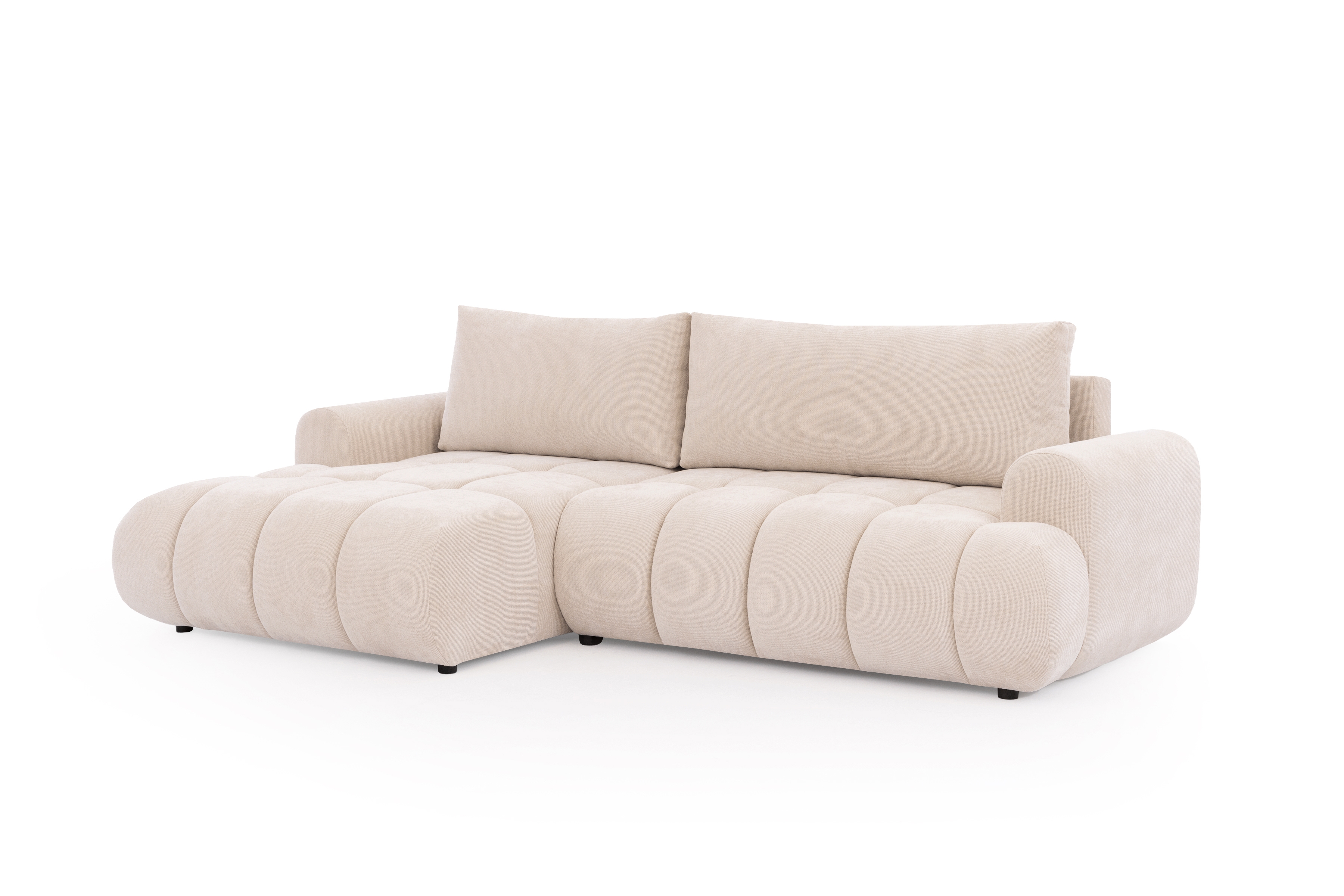 Rozkládací rohová sedací souprava Lutario Mini levá - béžová Venice 2026 Rohová sedací souprava Lutario Mini rozkládací levá - béžová plecionka hydrofobowa Venice 2026